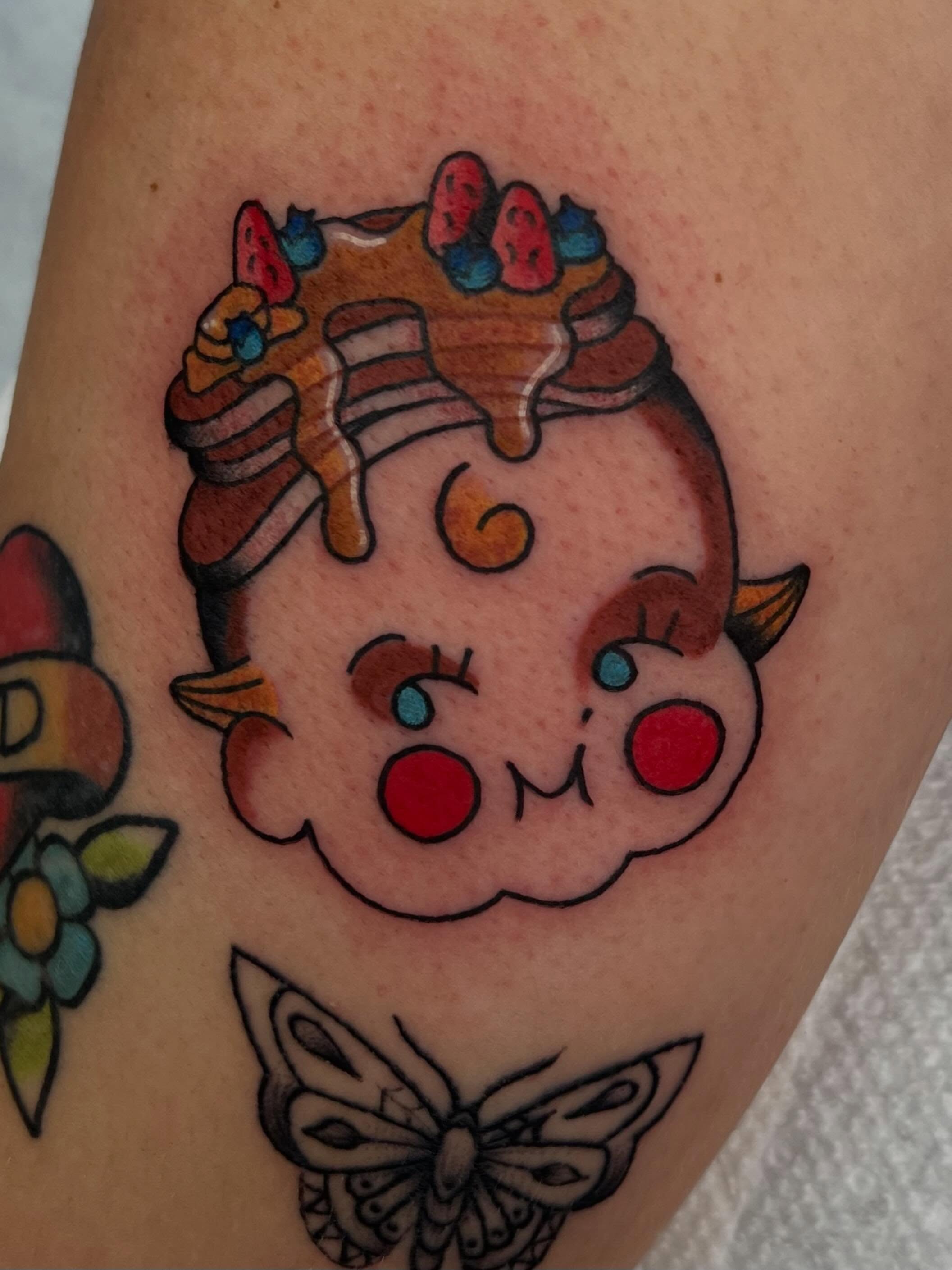 Clown head American traditional tattoo on the forearm by ＊jaela＊ohio tattoo artist＊