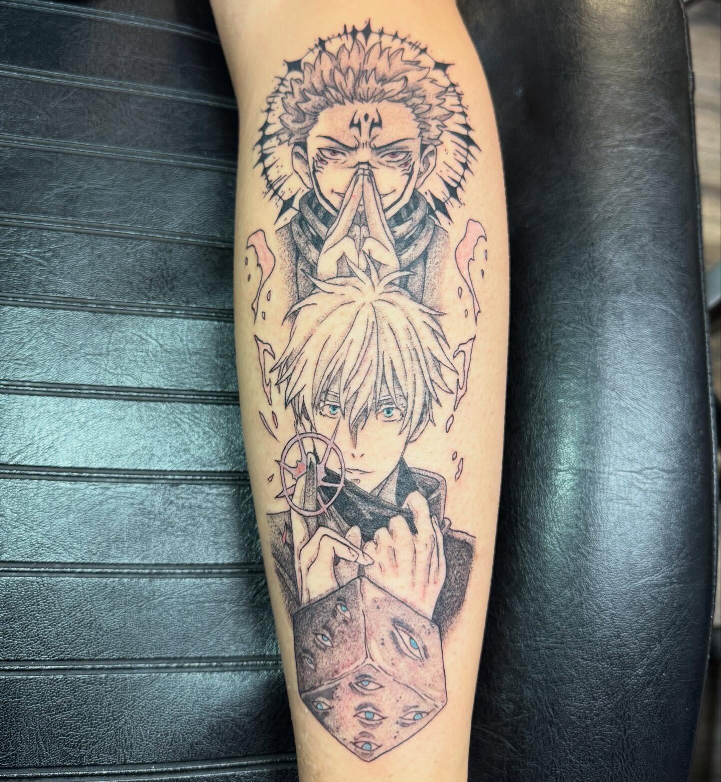 Anime characters anime tattoo on the forearm by Elena
