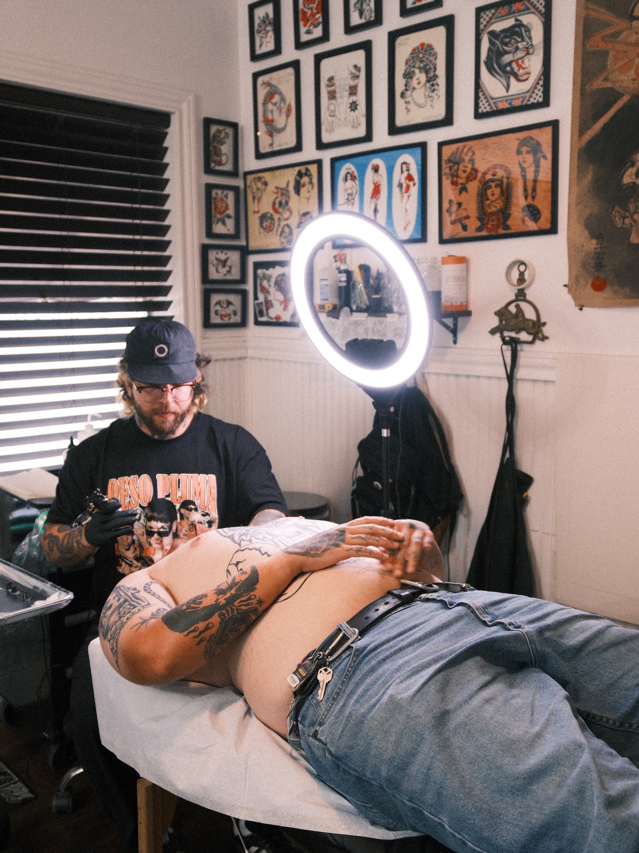 Torso American traditional tattoo on the torso by Diego Treviño