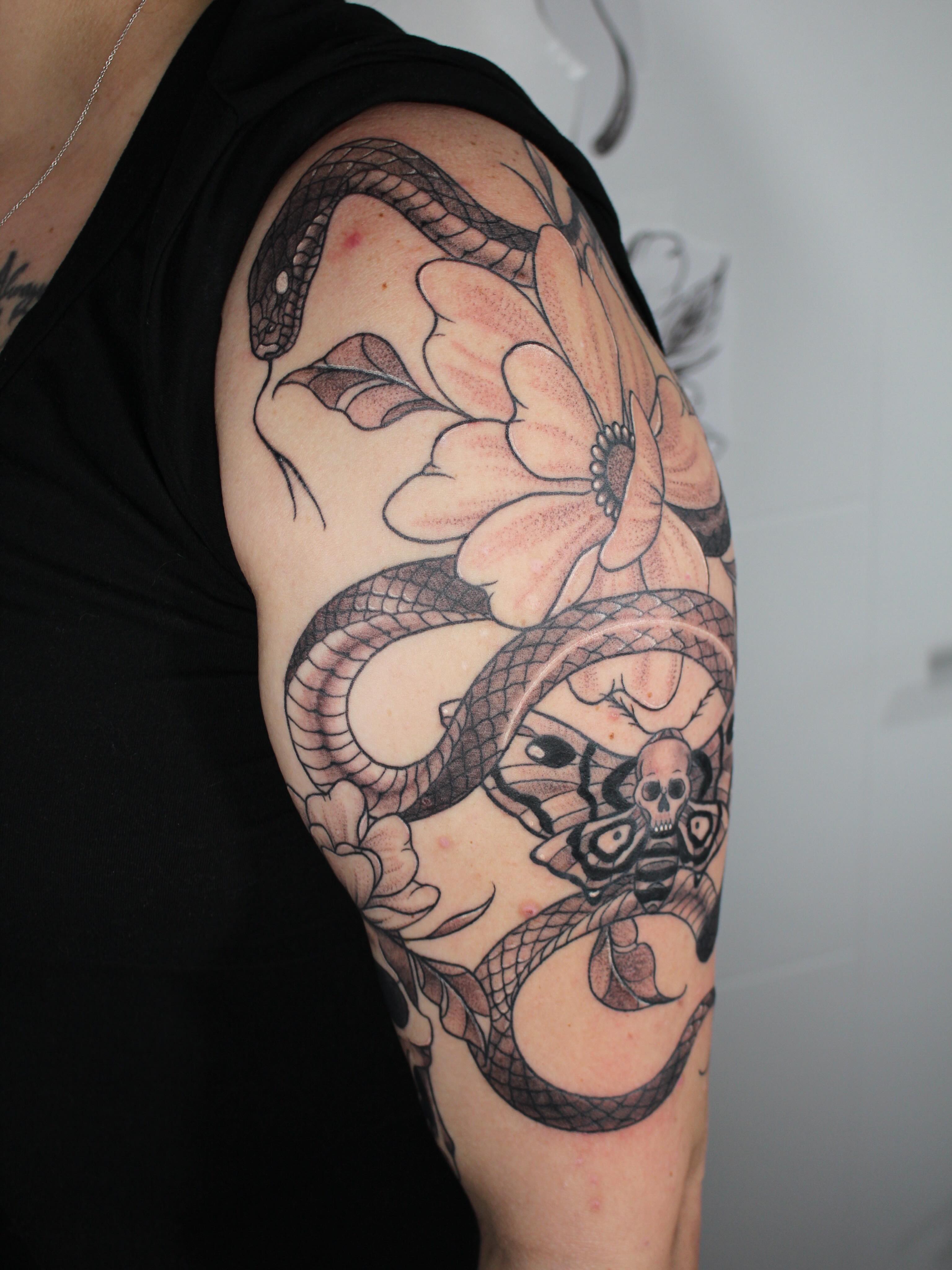 Tattoo by @julieobrientattoo — dotwork, black_and_grey