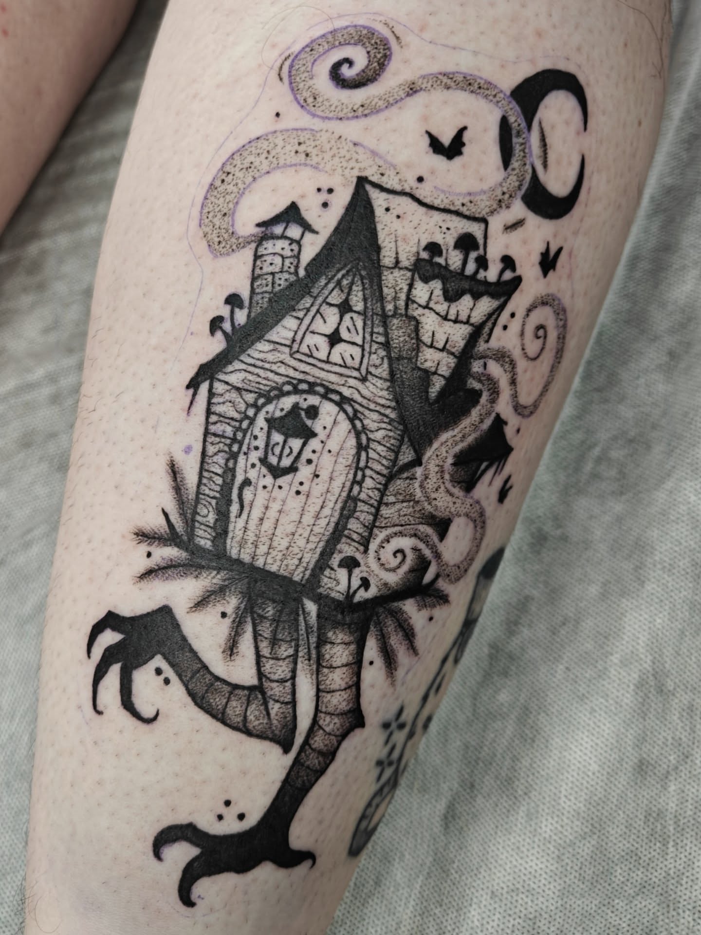 Tattoo by @eightleggedmeg — black_and_grey, dark_realism