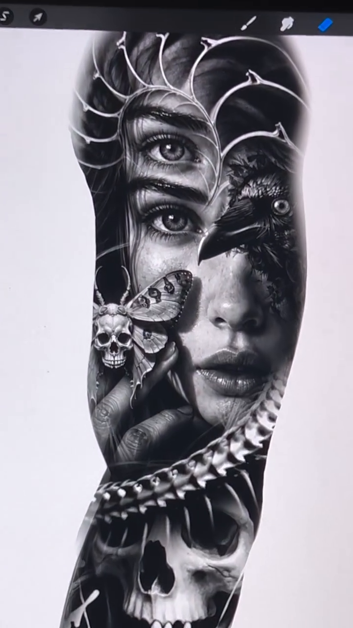 Tattoo by @tattoos_by_junior — dark_realism, black_and_grey