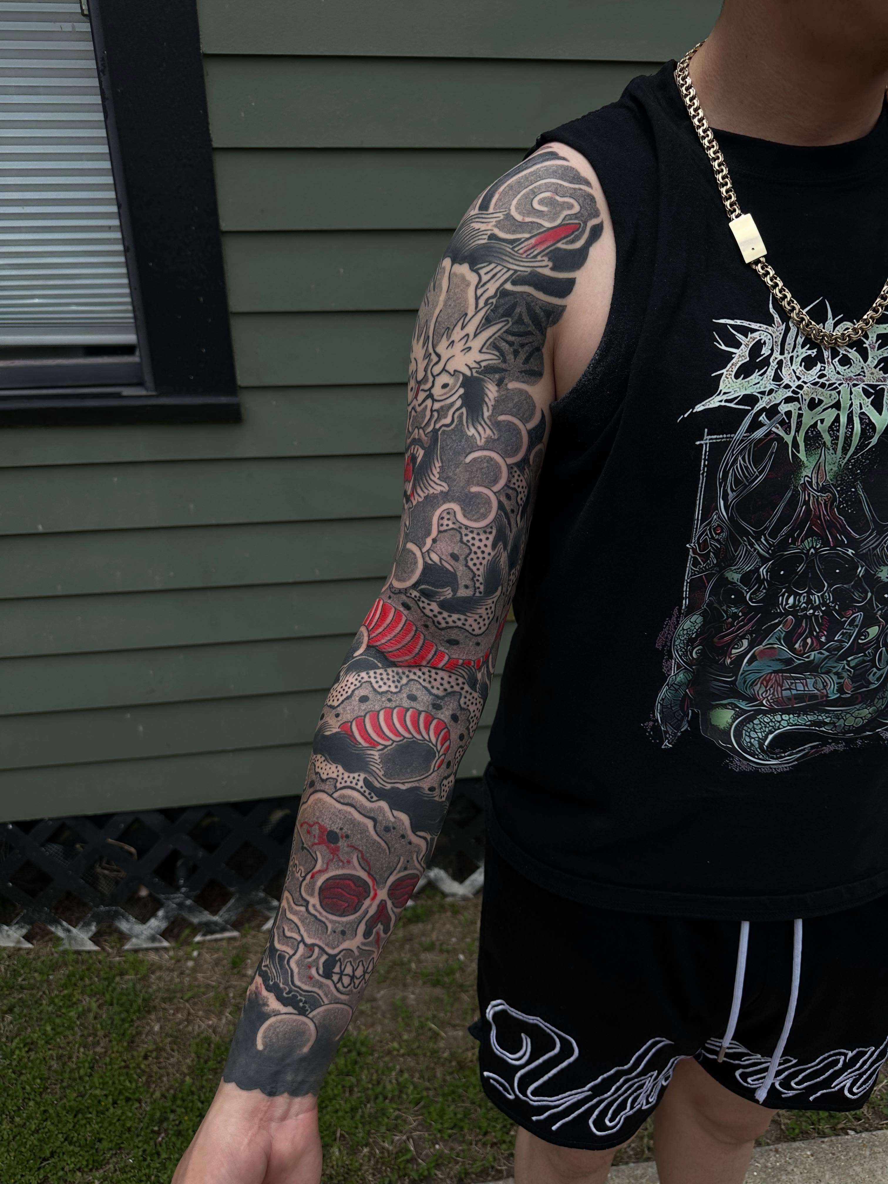 Japanese irezumi japanese irezumi tattoo on the upper arm by Logan Perry