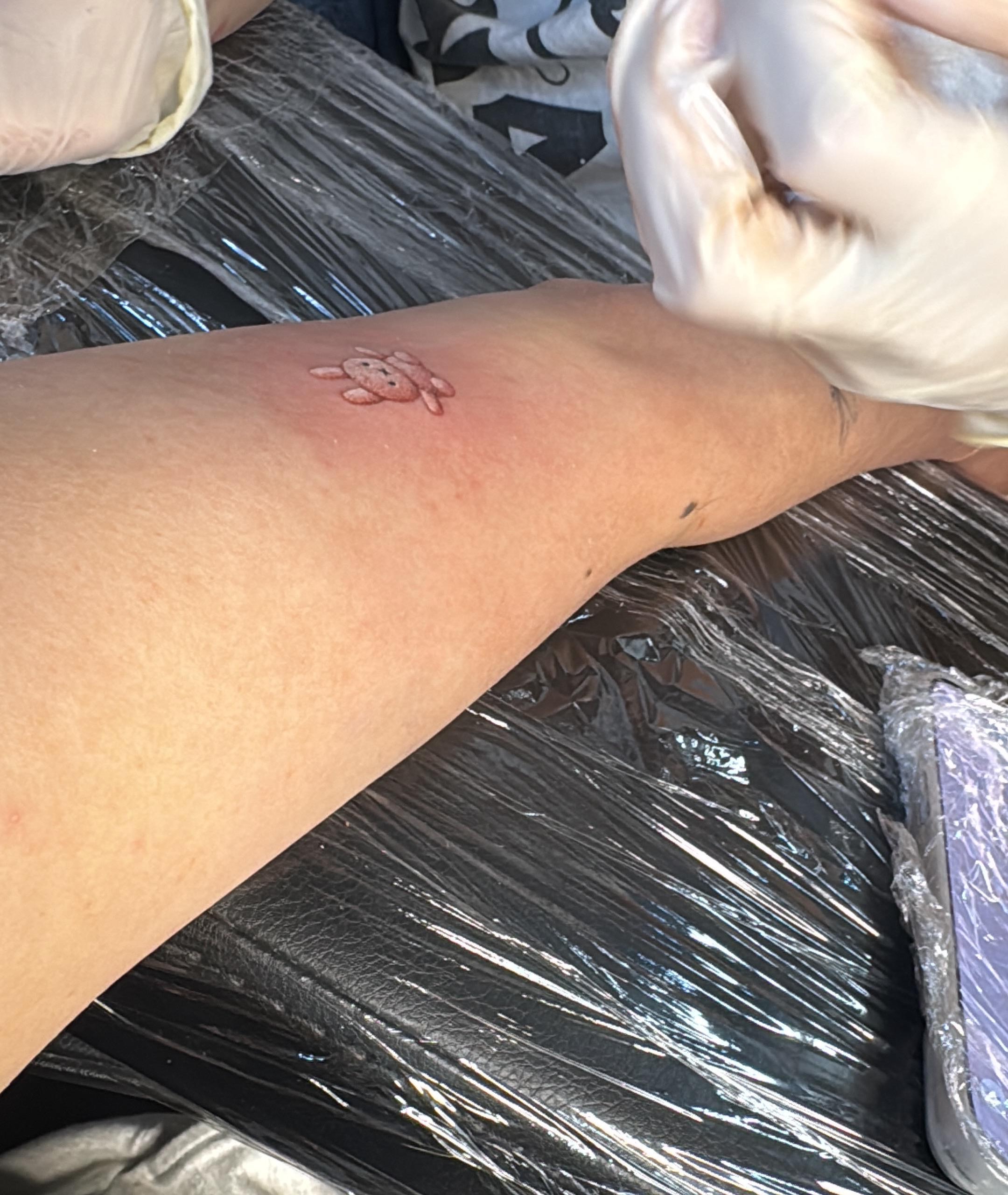 Rabbit dotwork tattoo on the forearm by Hery Anwar