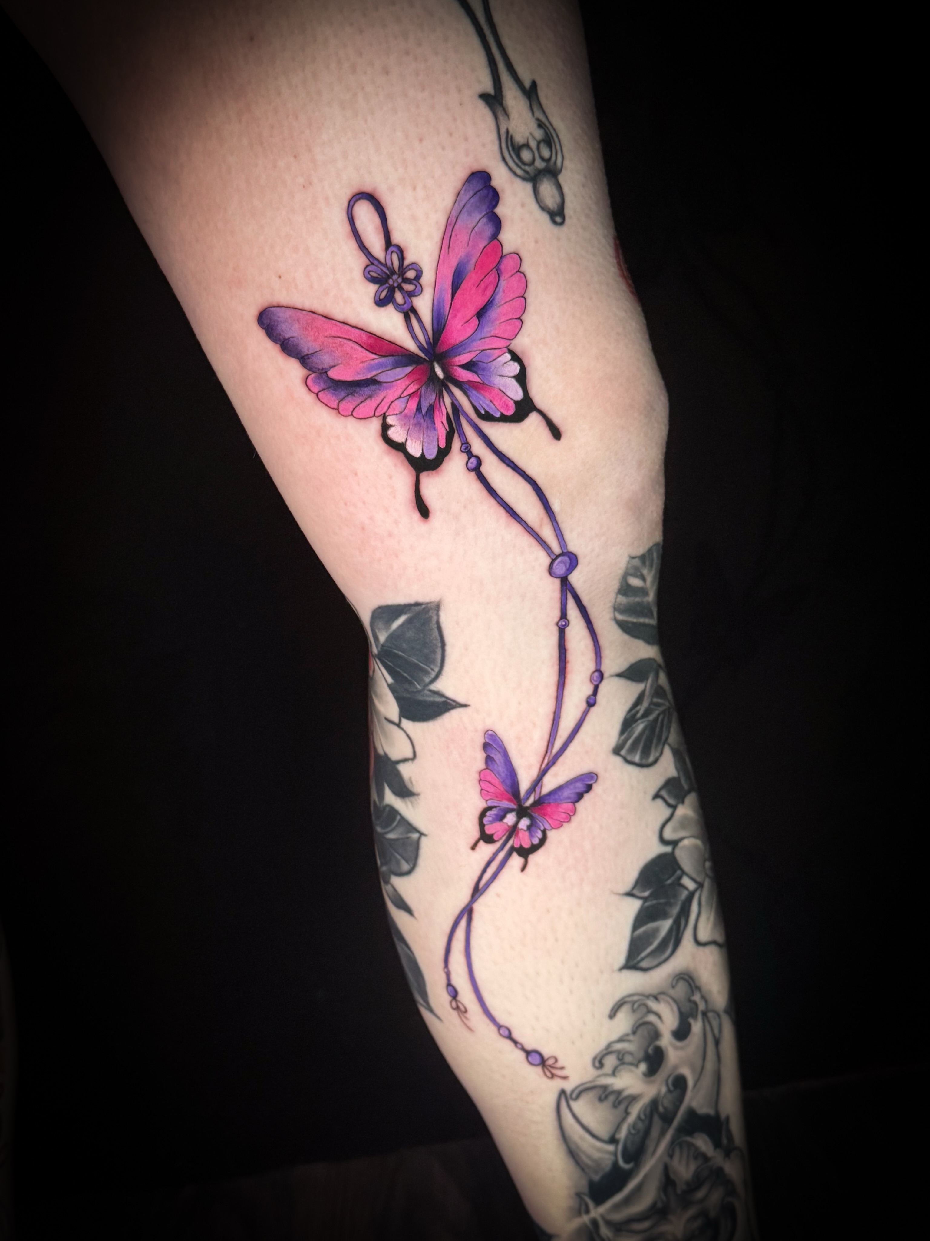 Butterfly new school tattoo on the forearm by Jennifer Ramirez