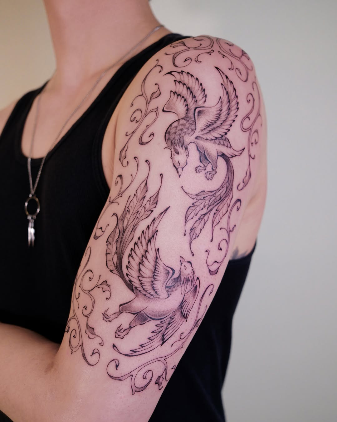 Tattoo by @lunarabbittattoo â fine_line, black_and_grey