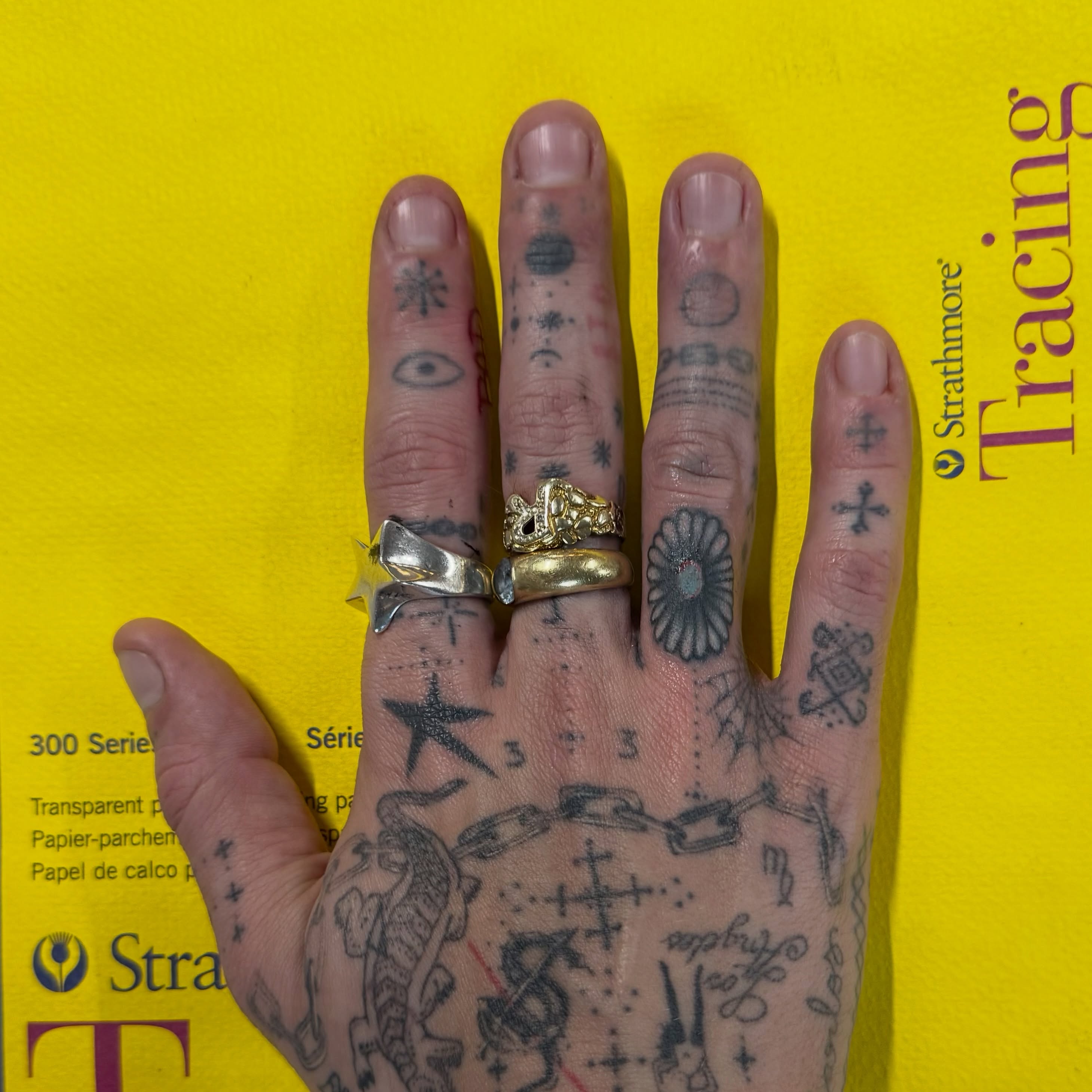 Hand with multiple tattoos black and grey tattoo on the hand by Javier  Darder 𓃭𓀠✬✹☄︎❁☠︎³³