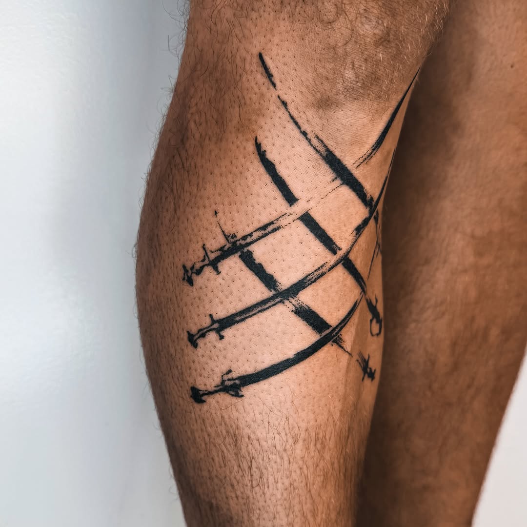 Crossed swords black and grey tattoo on the forearm by Javier  Darder 𓃭𓀠✬✹☄︎❁☠︎³³