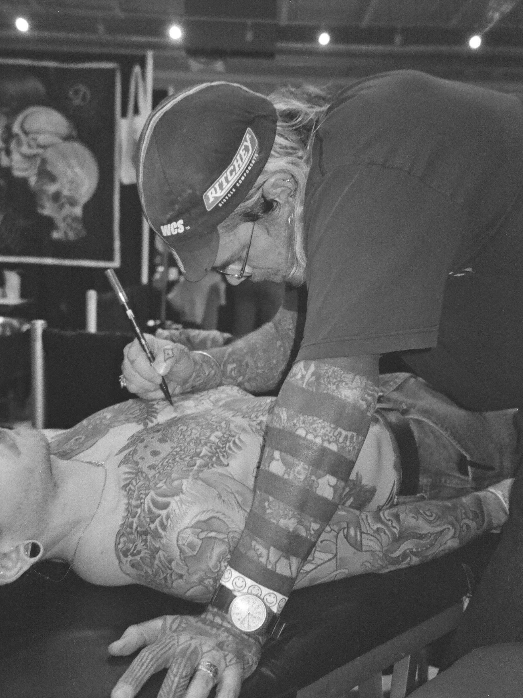 Full back black and grey tattoo on the back by Chris Kline
