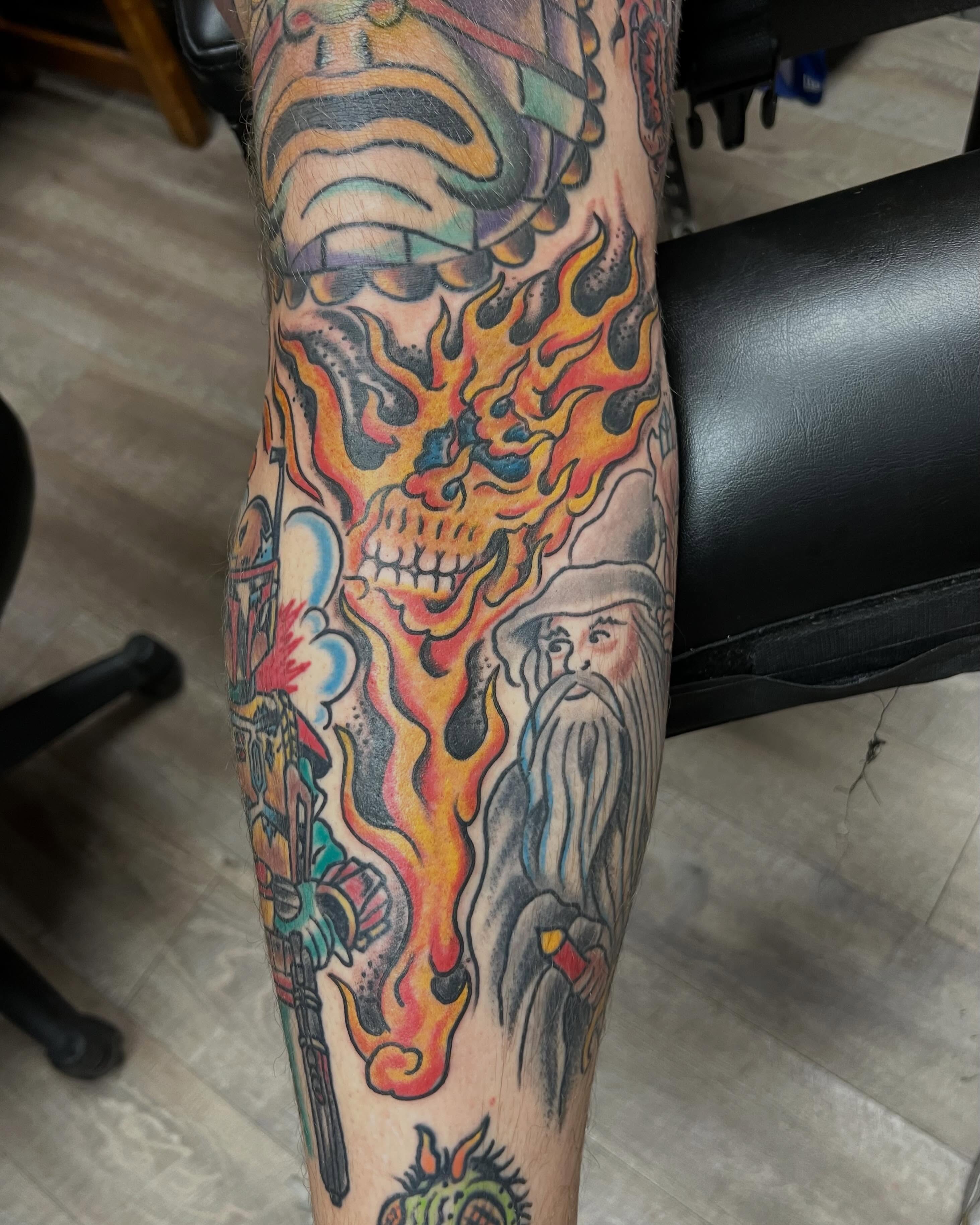 Tattoo by @geaux_catfish — american_traditional, dotwork
