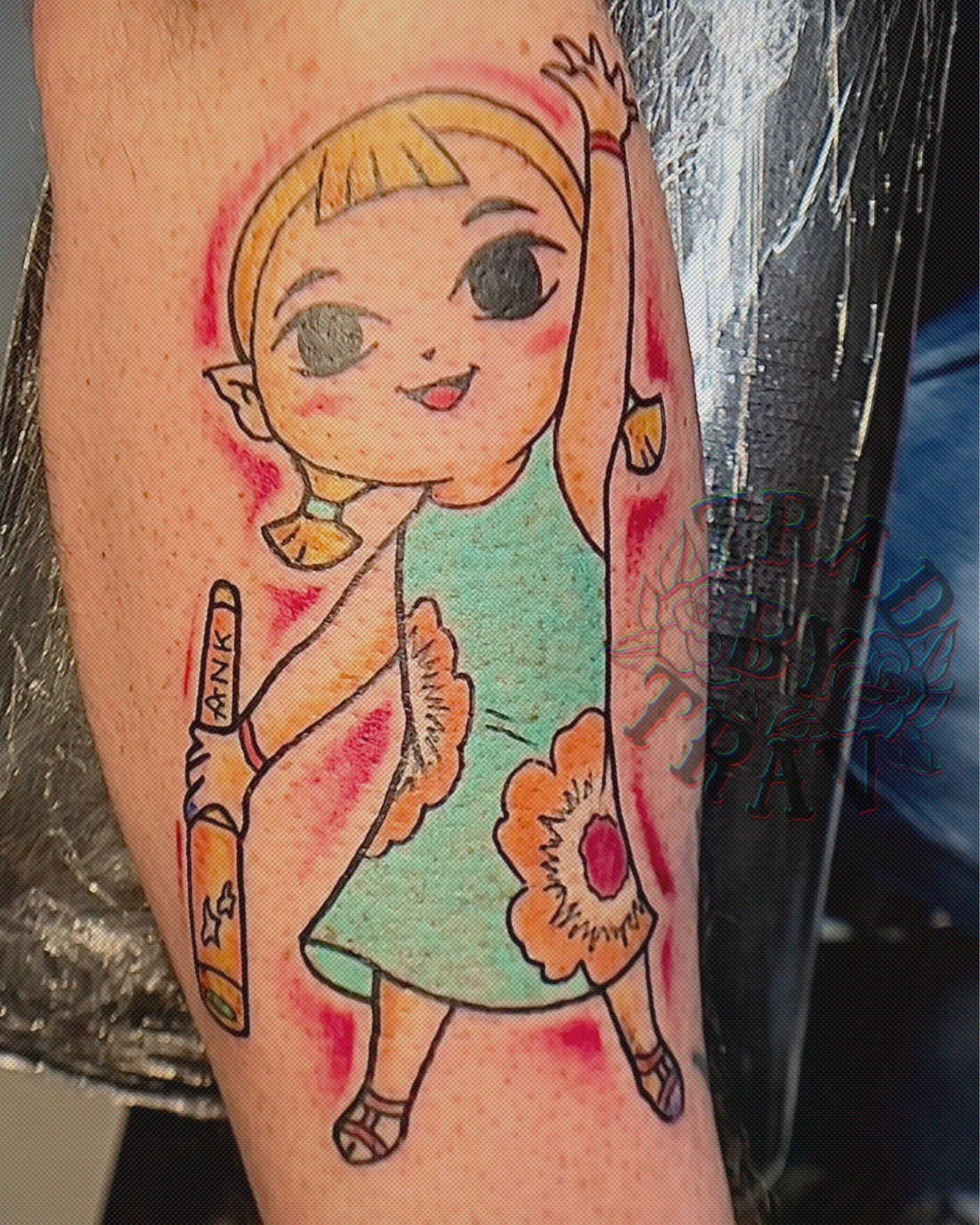 Elf girl watercolor tattoo on the forearm by Travis B