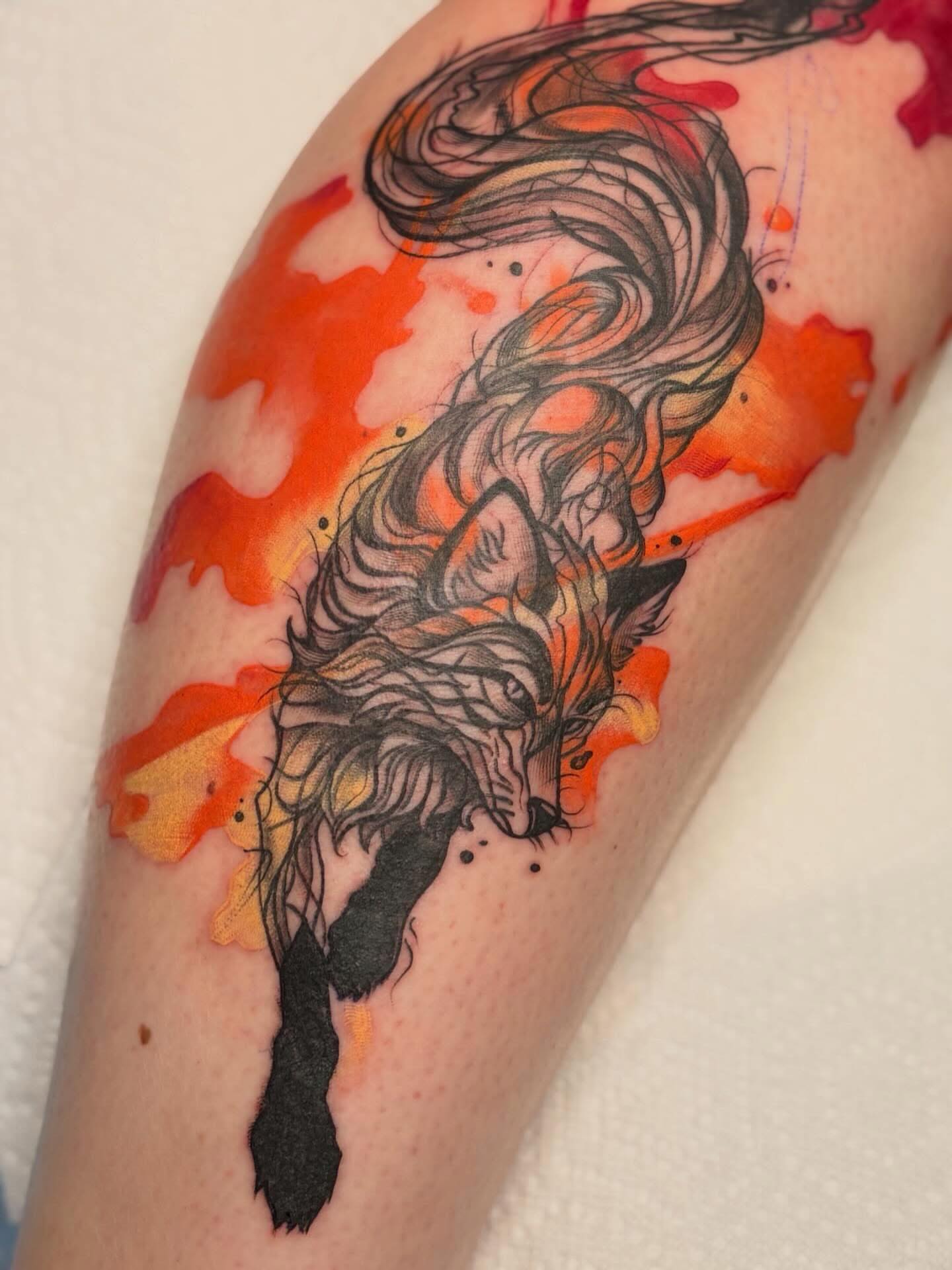 Tattoo by @ichigosworldtattoos — dotwork, watercolor