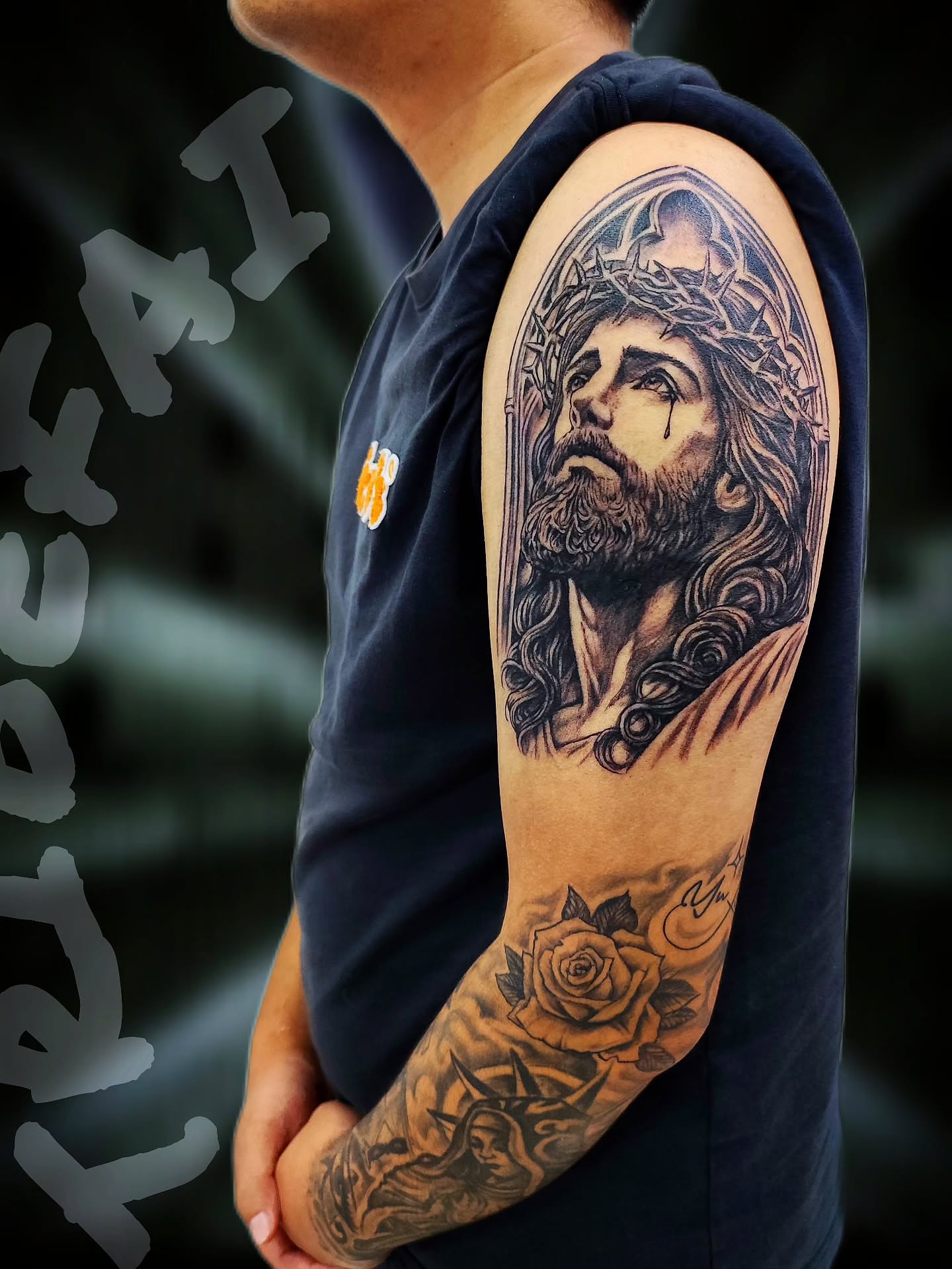 Tattoo by @tribe_tattoo — realism, black_and_grey