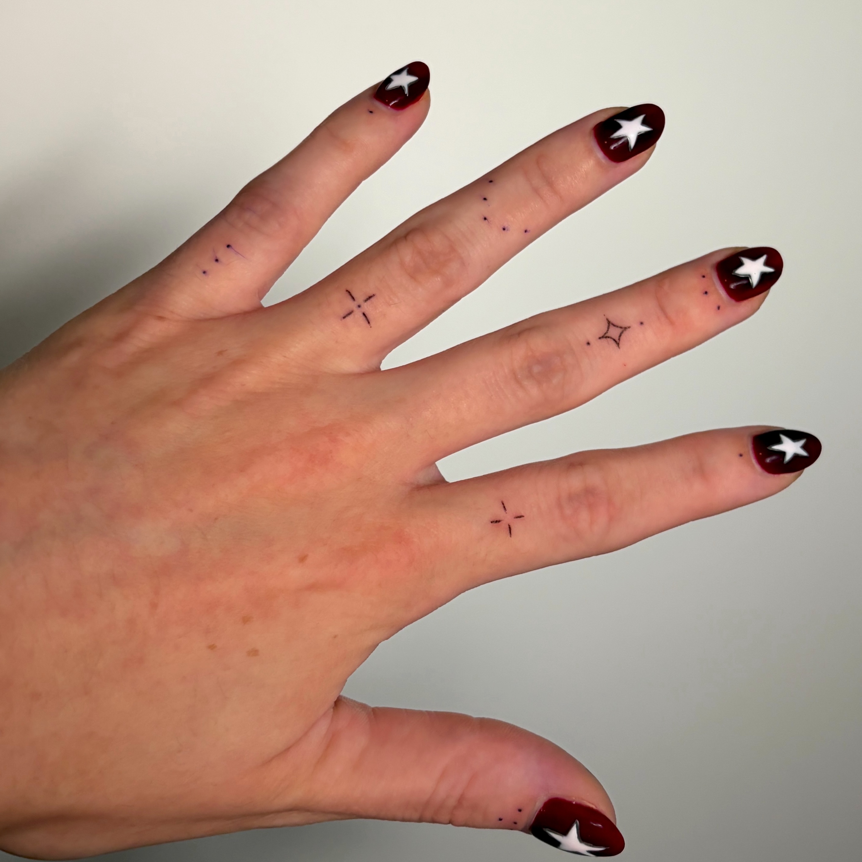 Stars geometric tattoo on the hand by alli ミ☆