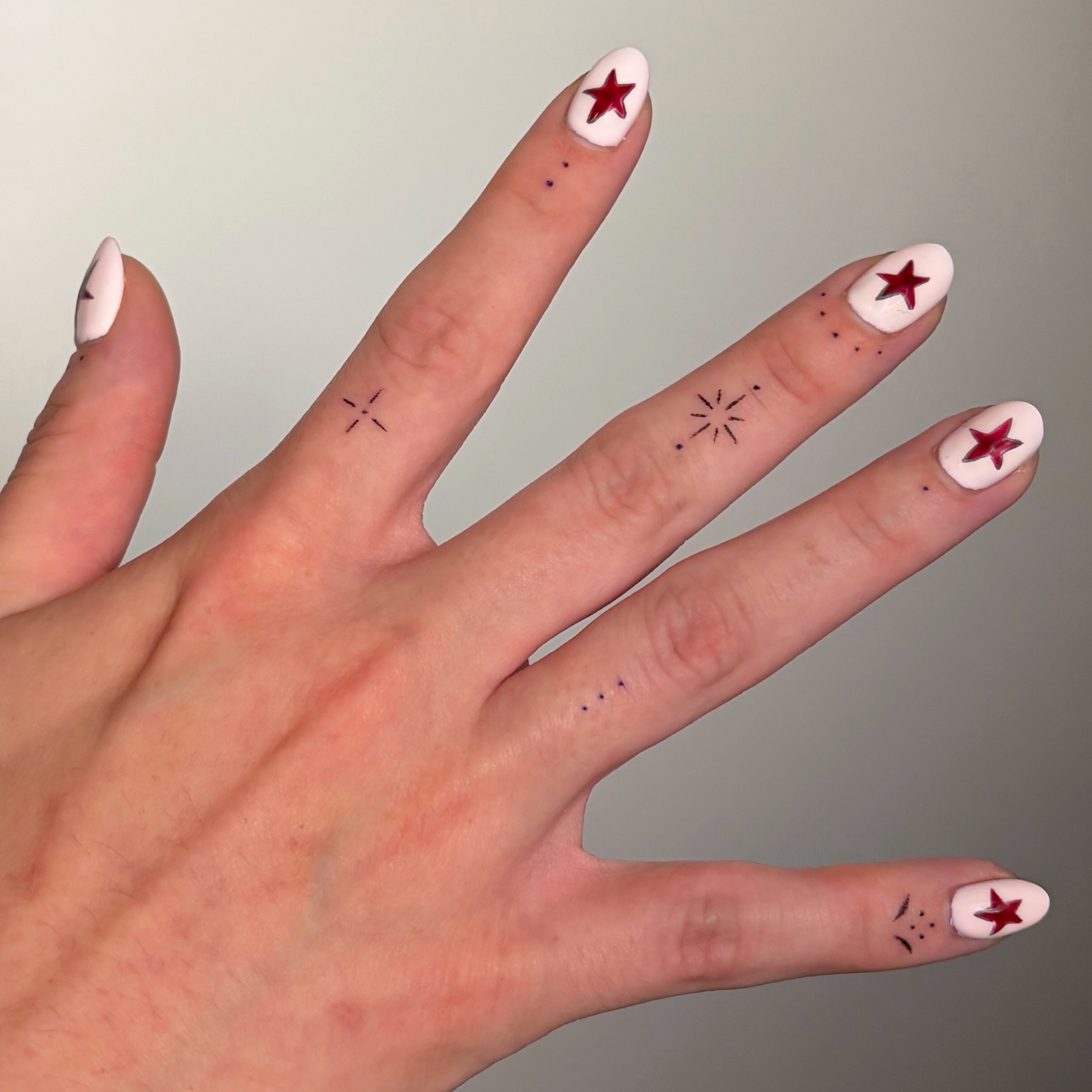 Stars dotwork tattoo on the hand by alli ミ☆