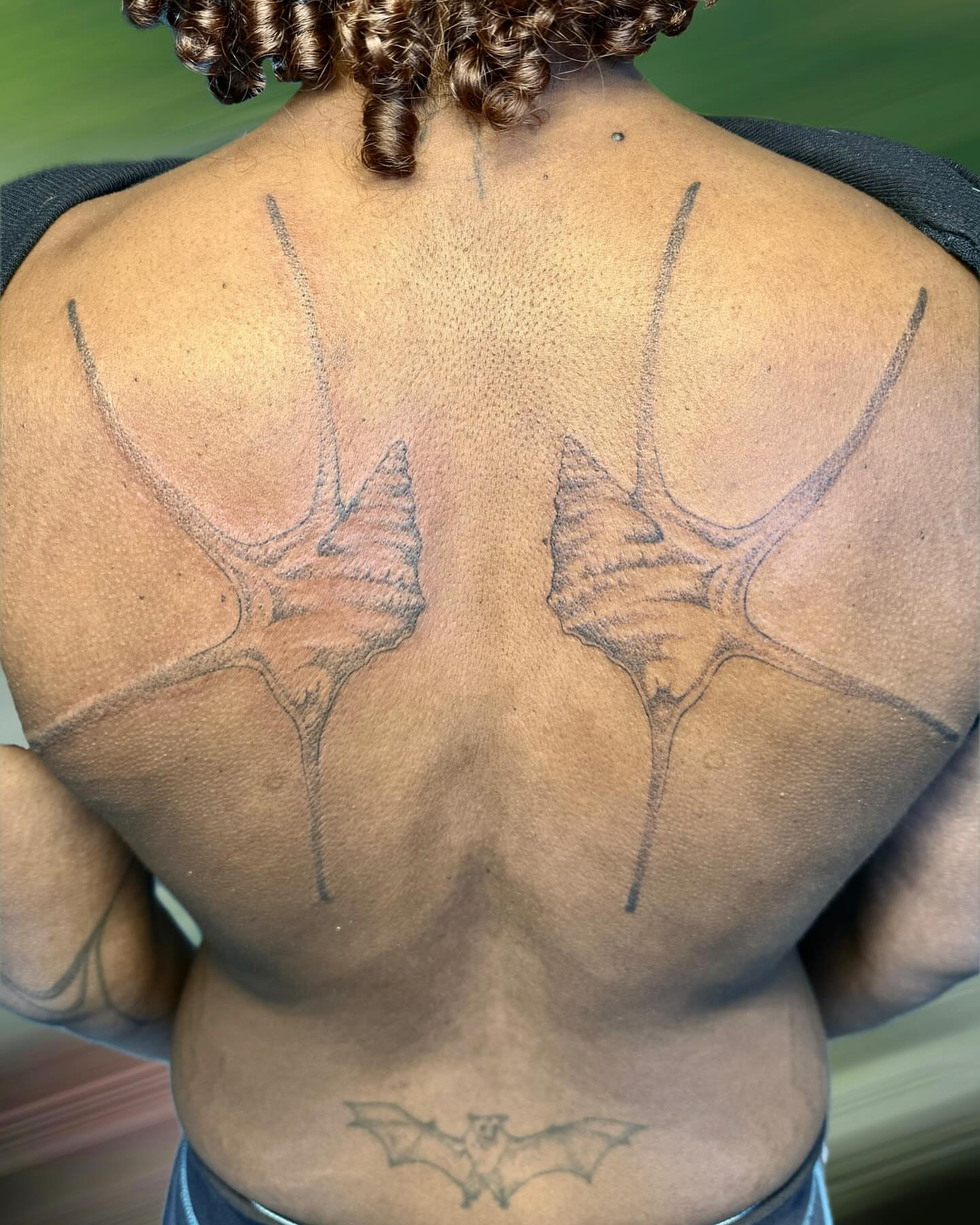 Spine tattoo black and grey tattoo on the back by GG ๐ธ