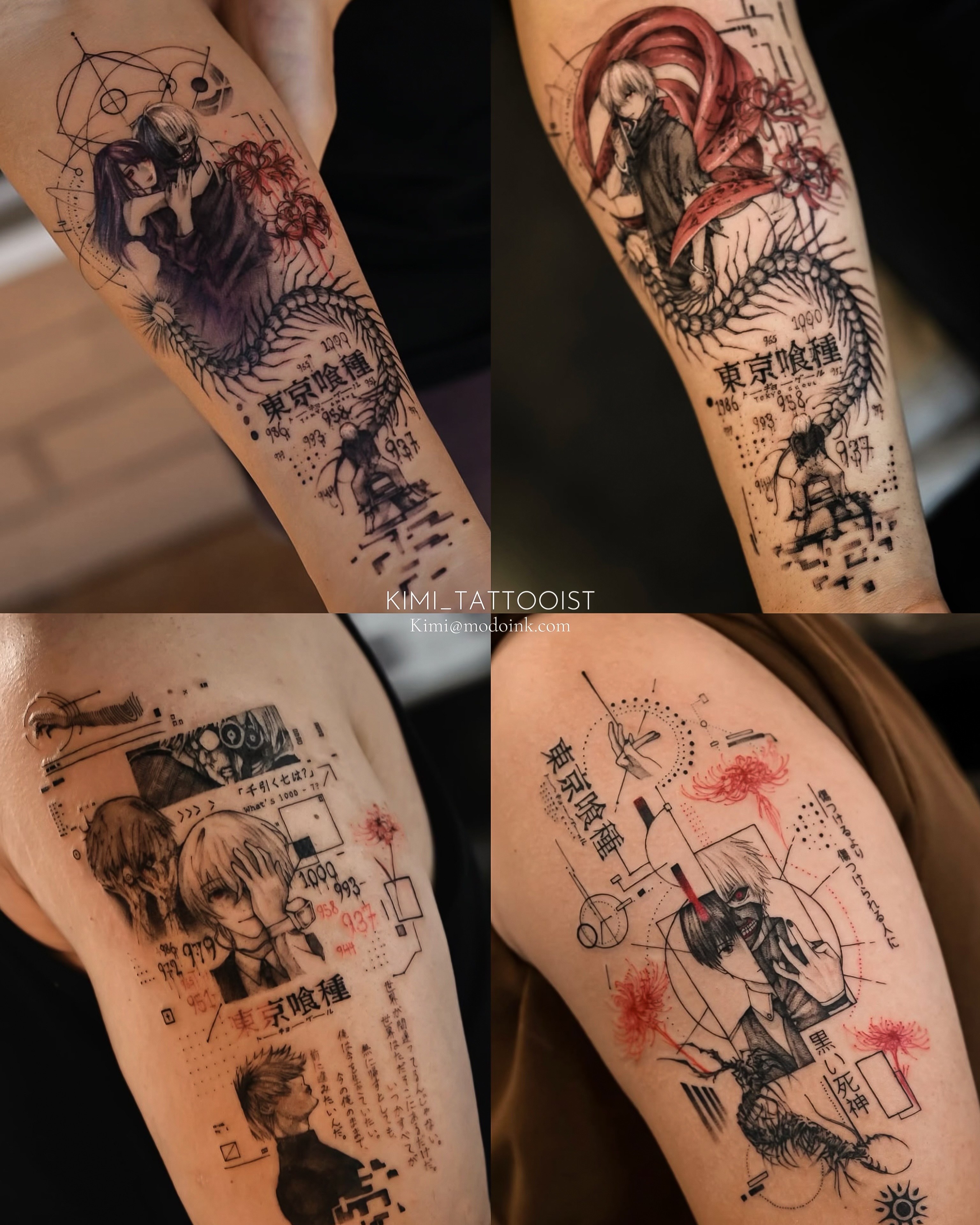 Tattoo by @kimi_tattooist — anime, dotwork