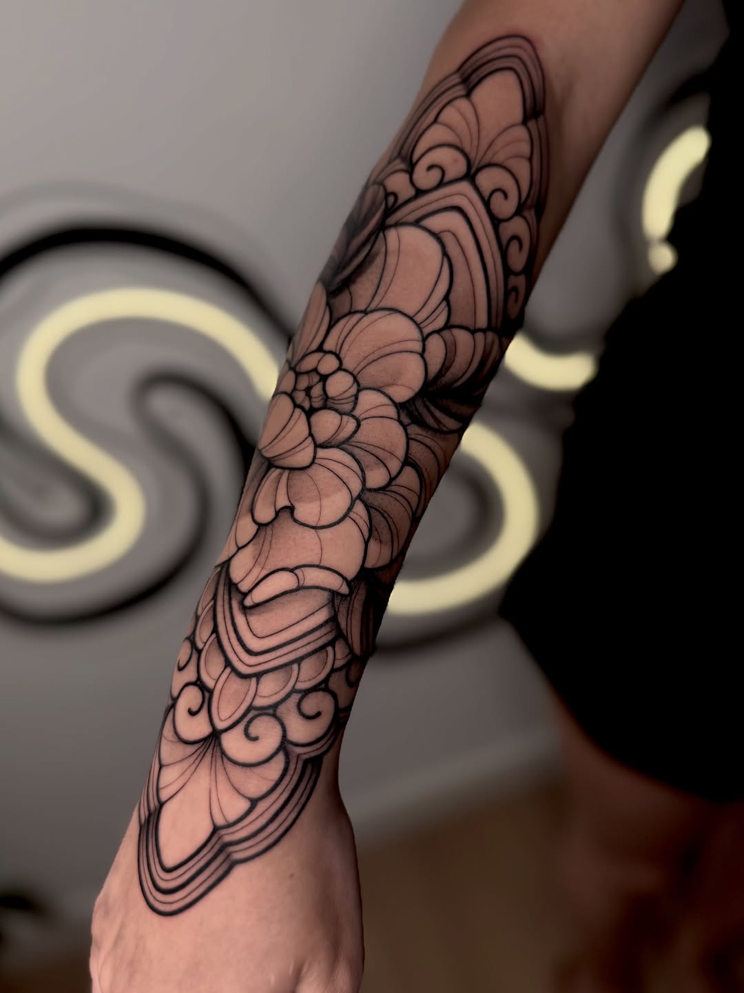 Tattoo by @blattattoo — blackwork, ornamental