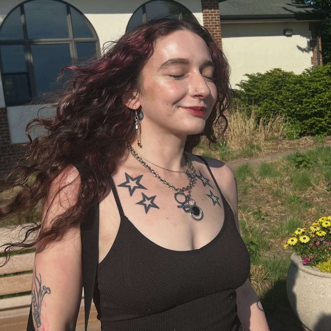 Stars tattoo on the chest by JE