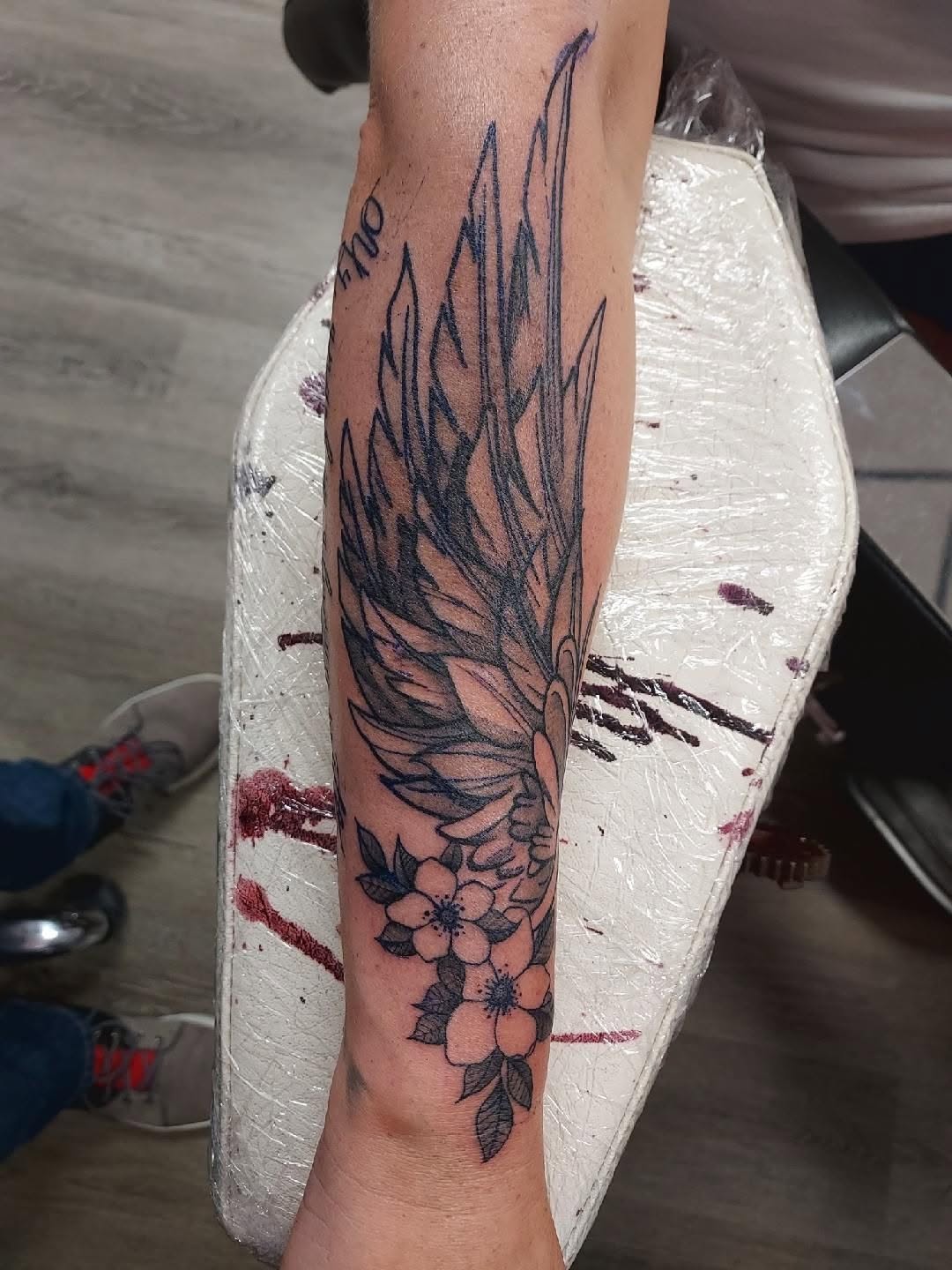 Tattoo by @karmakazeturtle — black_and_grey, fine_line