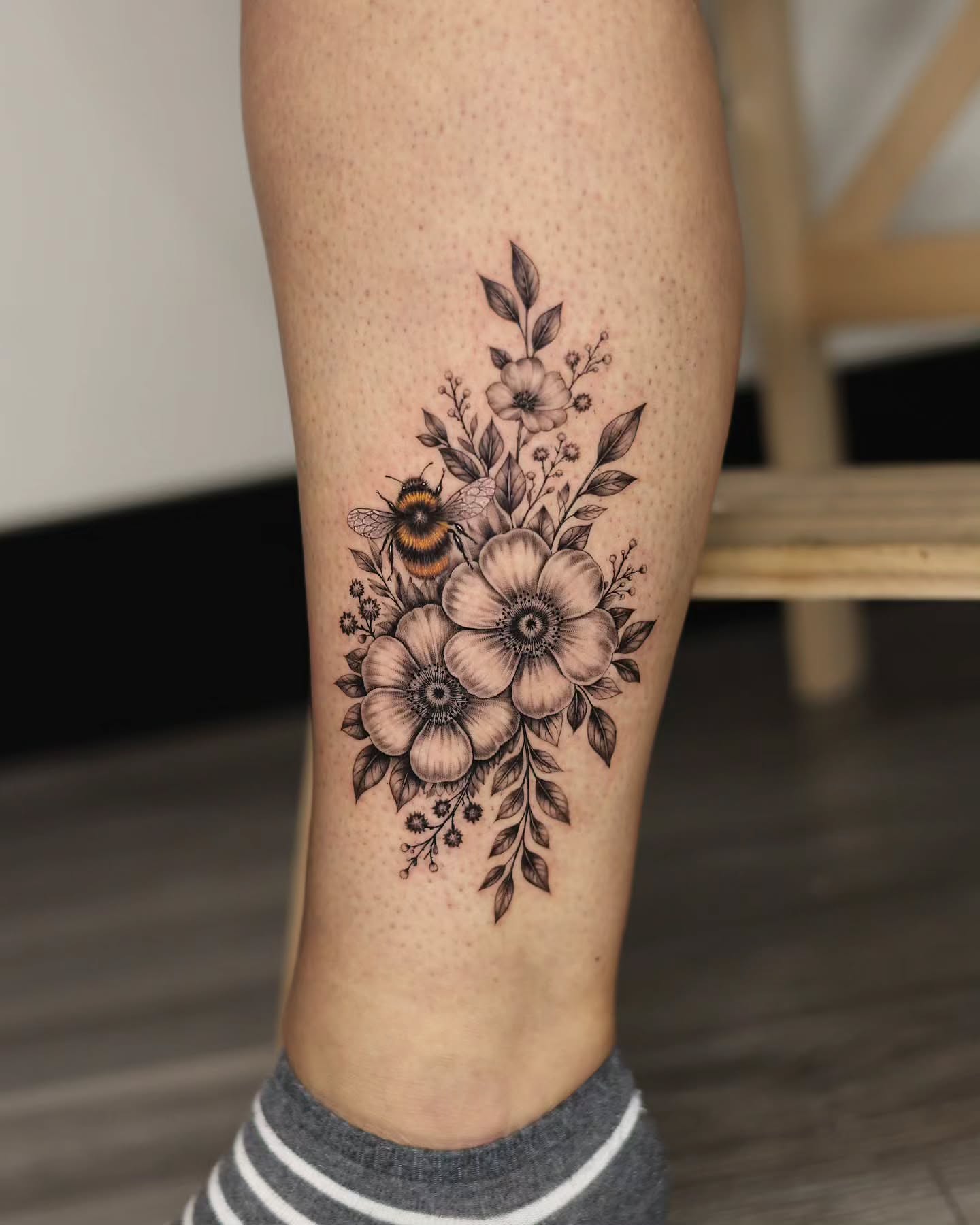 Tattoo by @cien_ink — dotwork, black_and_grey