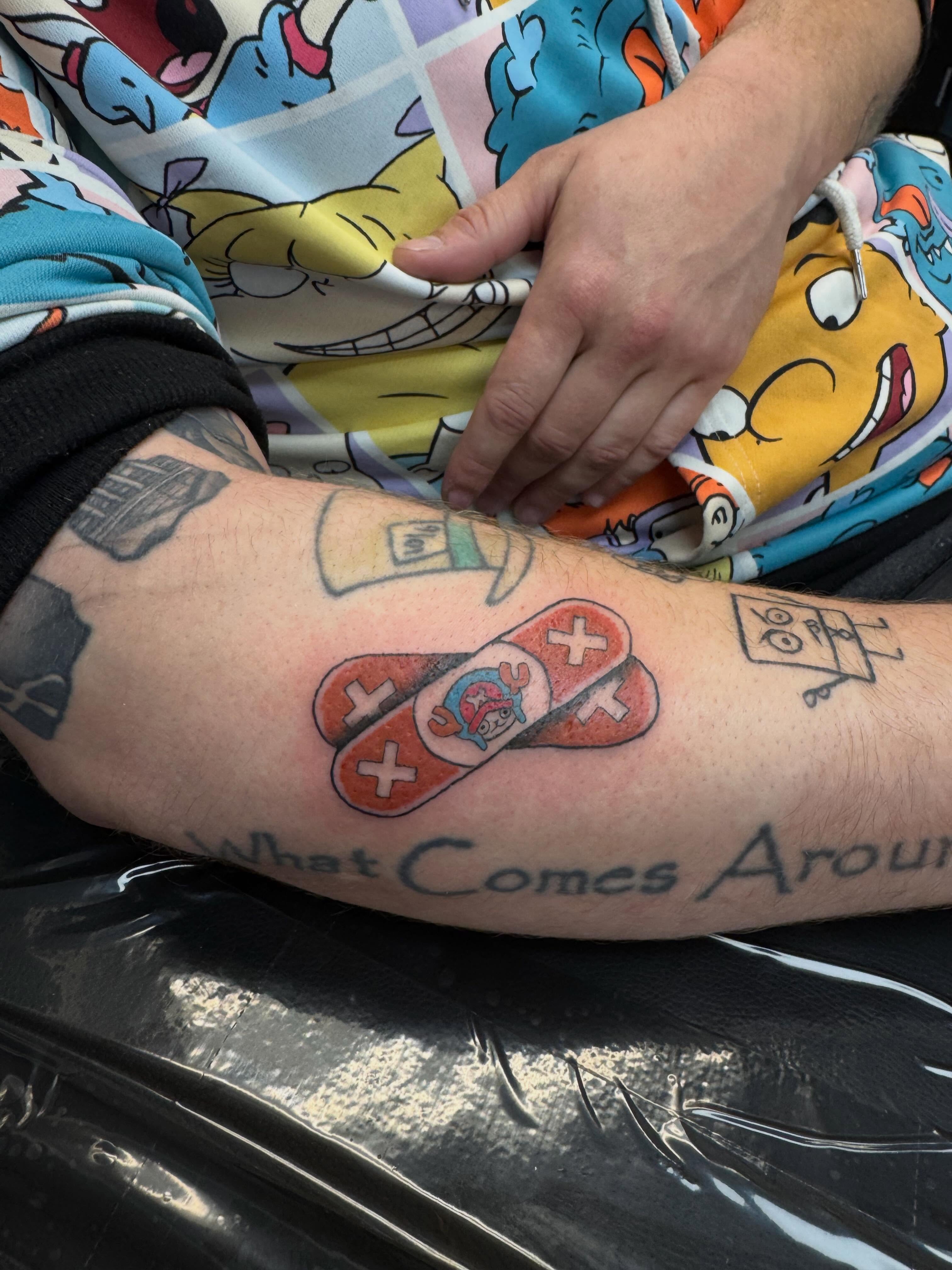 Video game controller dotwork tattoo on the forearm by “tatsbysabby”