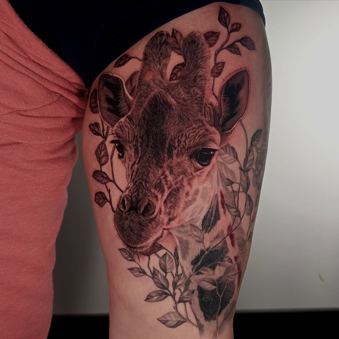 Tattoo by @zombiecattats — realism, black_and_grey