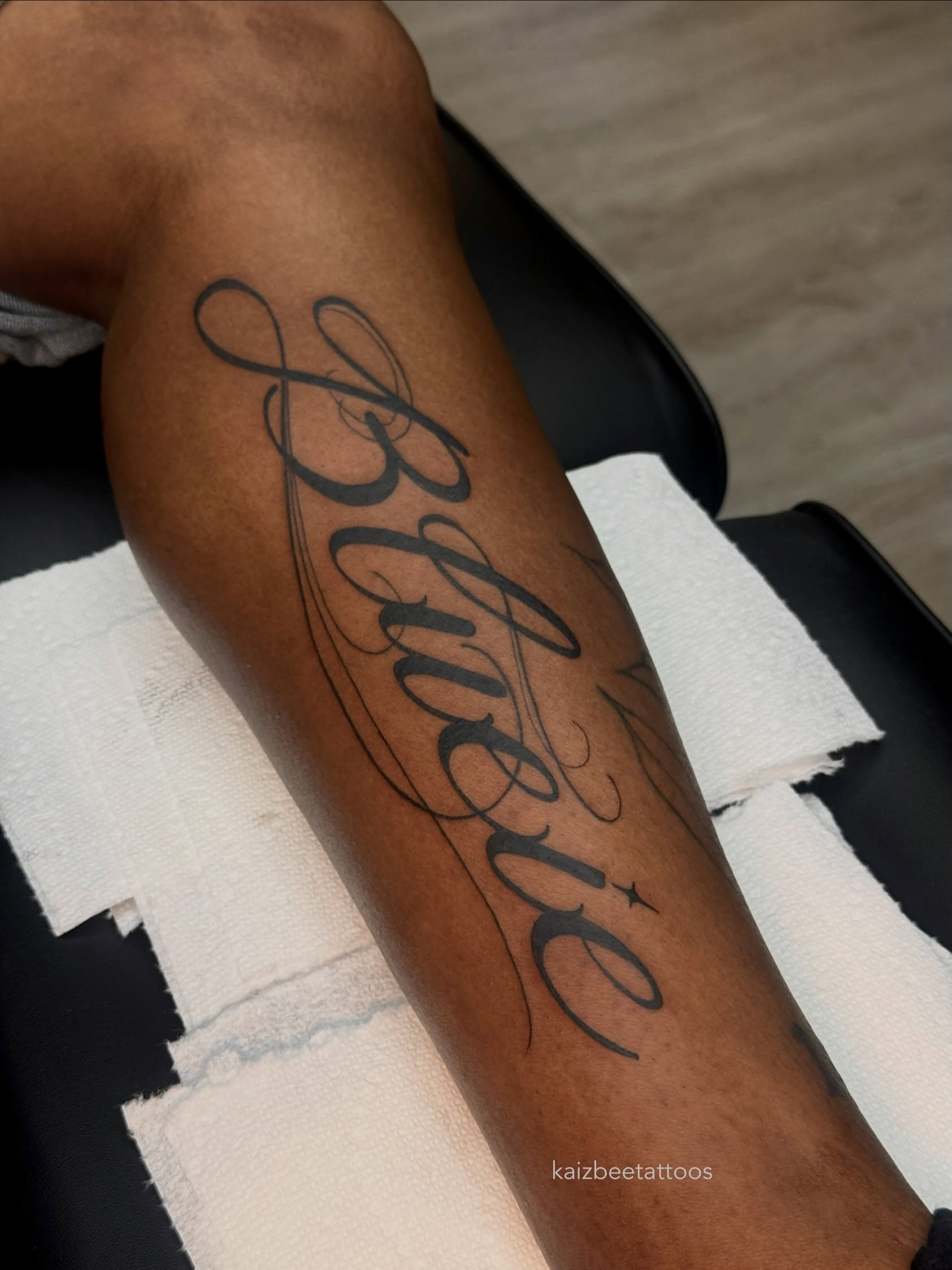Tattoo by @kaizbeetattoos — lettering_script