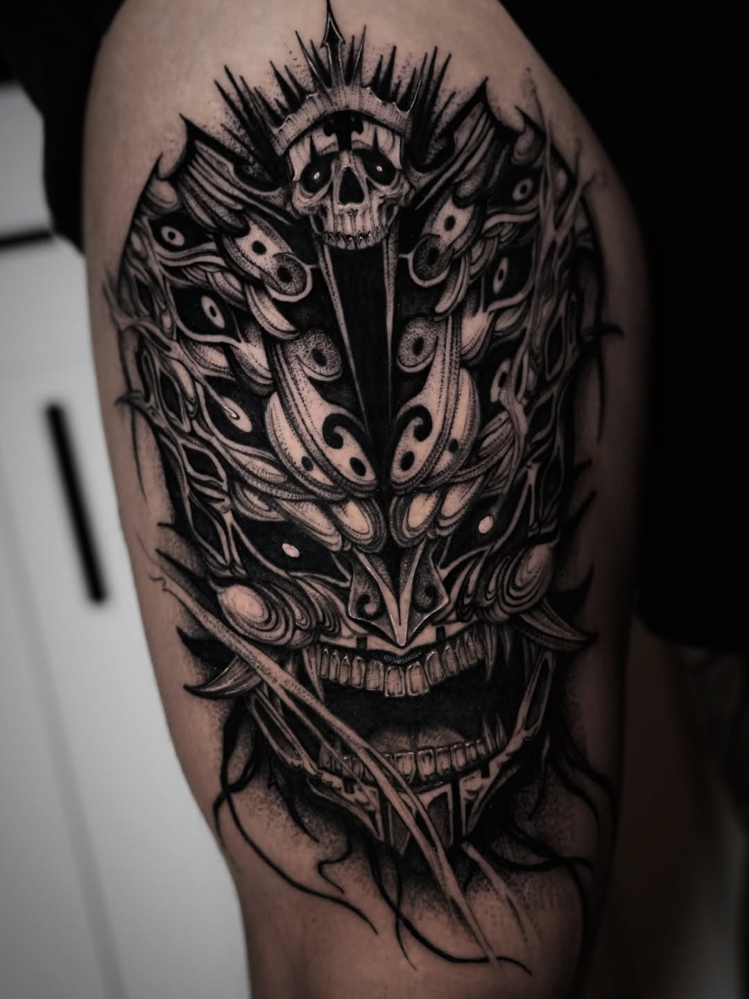 Tattoo by @tattooxklo โ black_and_grey, dark_realism