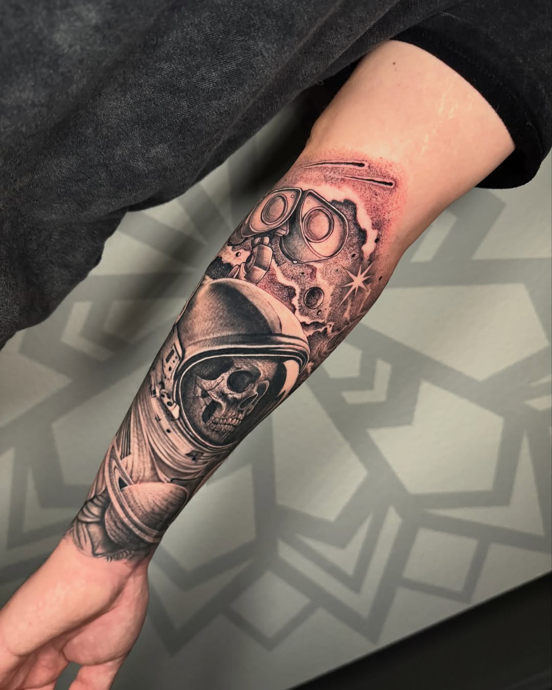 Astronaut skull realism tattoo on the forearm by Las Vegas Tattoo Artist