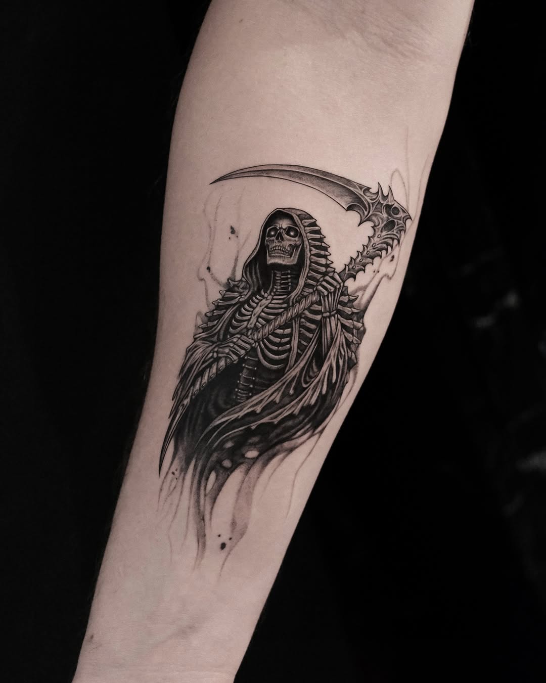 Tattoo by @melo_tatt — dark_realism, black_and_grey