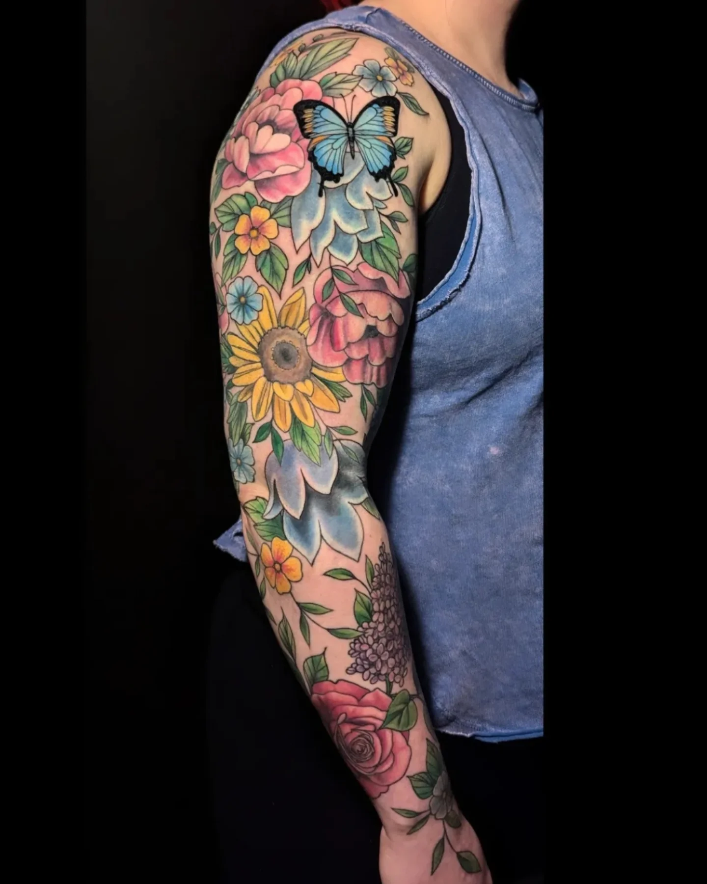 Floral bouquet American traditional tattoo on the forearm by 💎 Neon