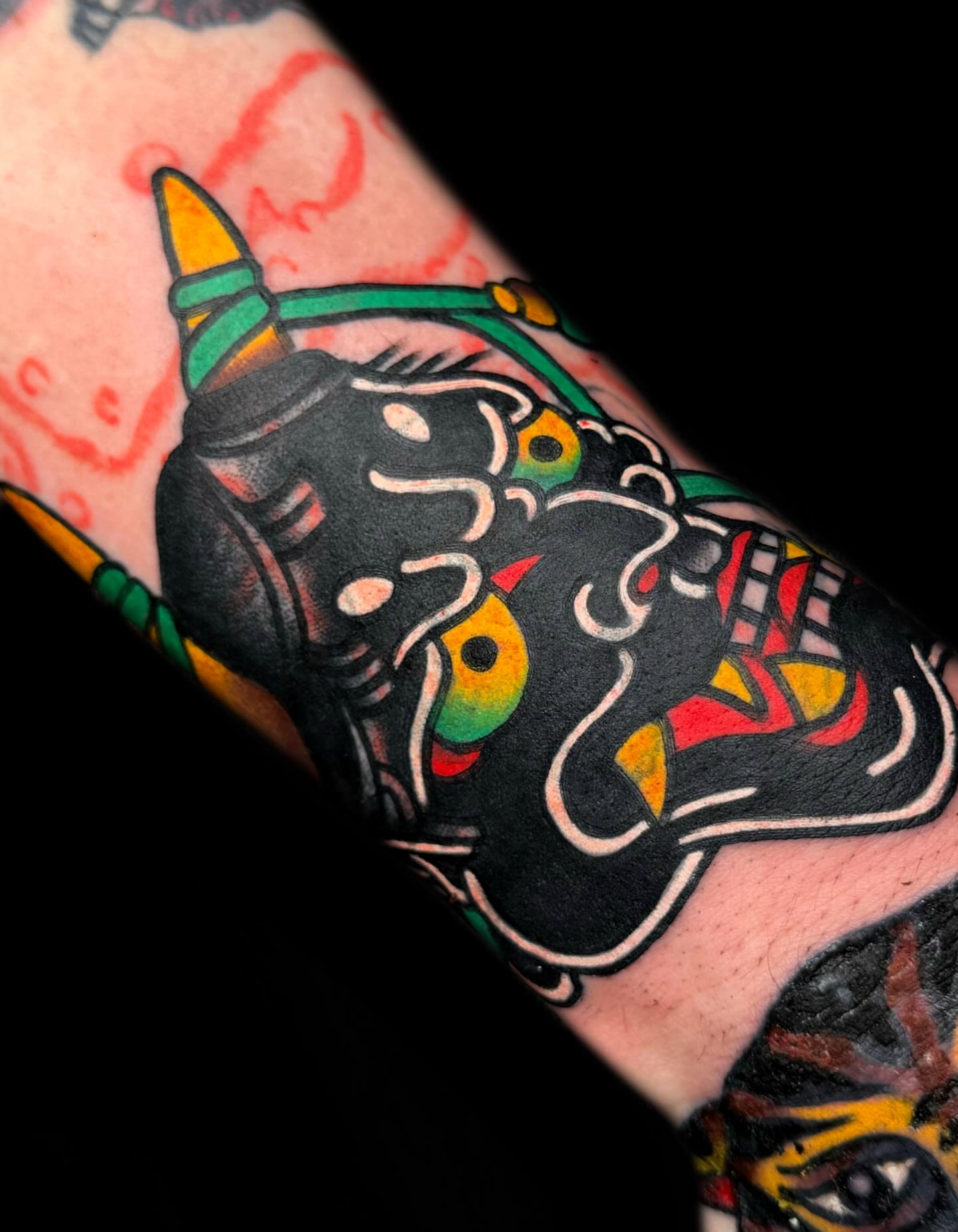 Elephant American traditional tattoo on the forearm by The Calamari Kid