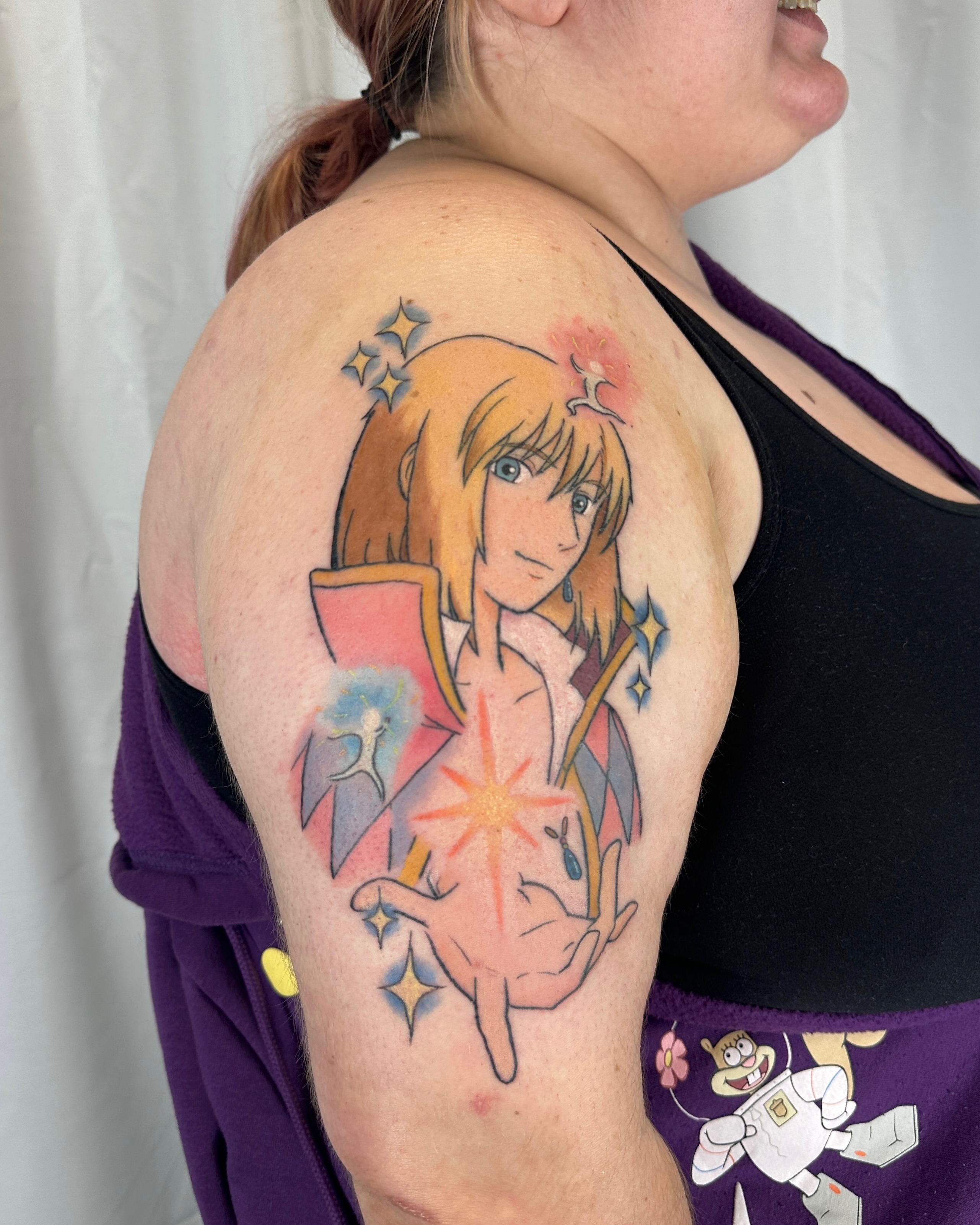 Anime character anime tattoo on the shoulder by Shrimple