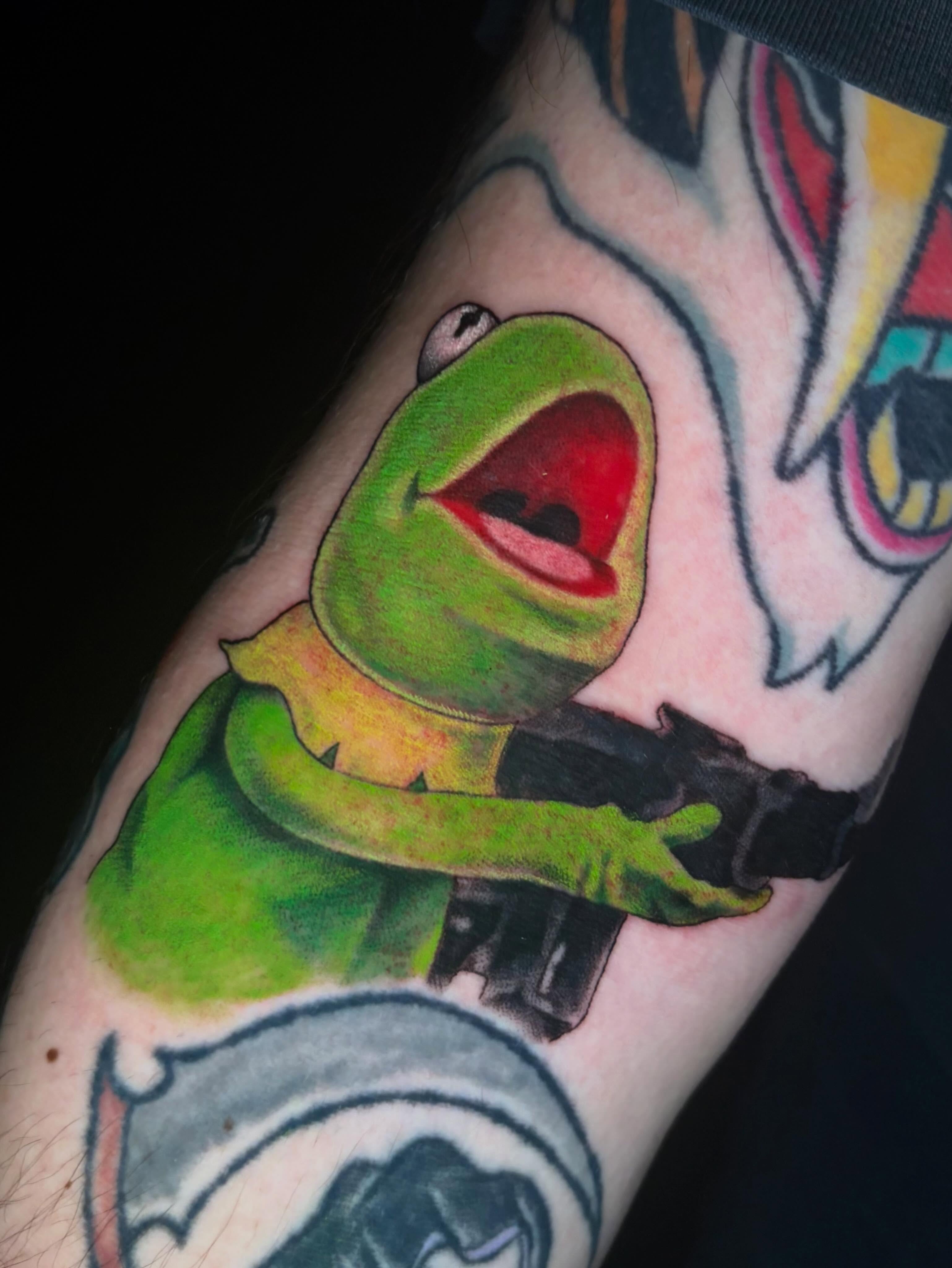 Kermit the frog realism tattoo on the forearm by πππ₯π πππππͺ kΚ