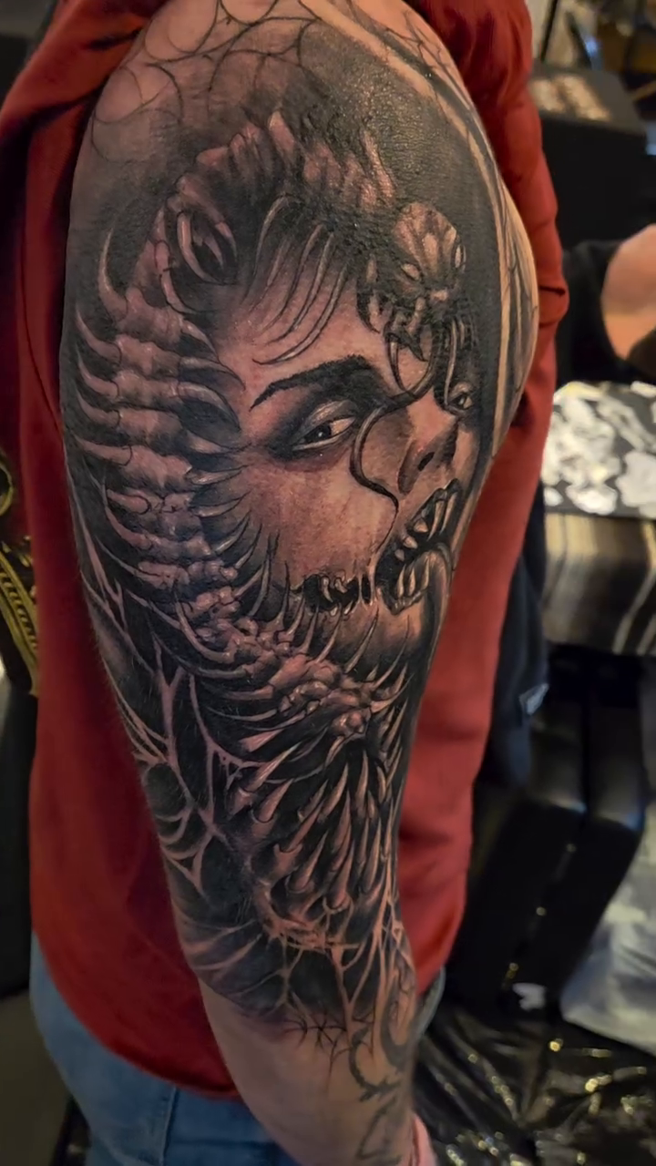 Tattoo by @sarck_hardlifestyle β dark_realism, black_and_grey