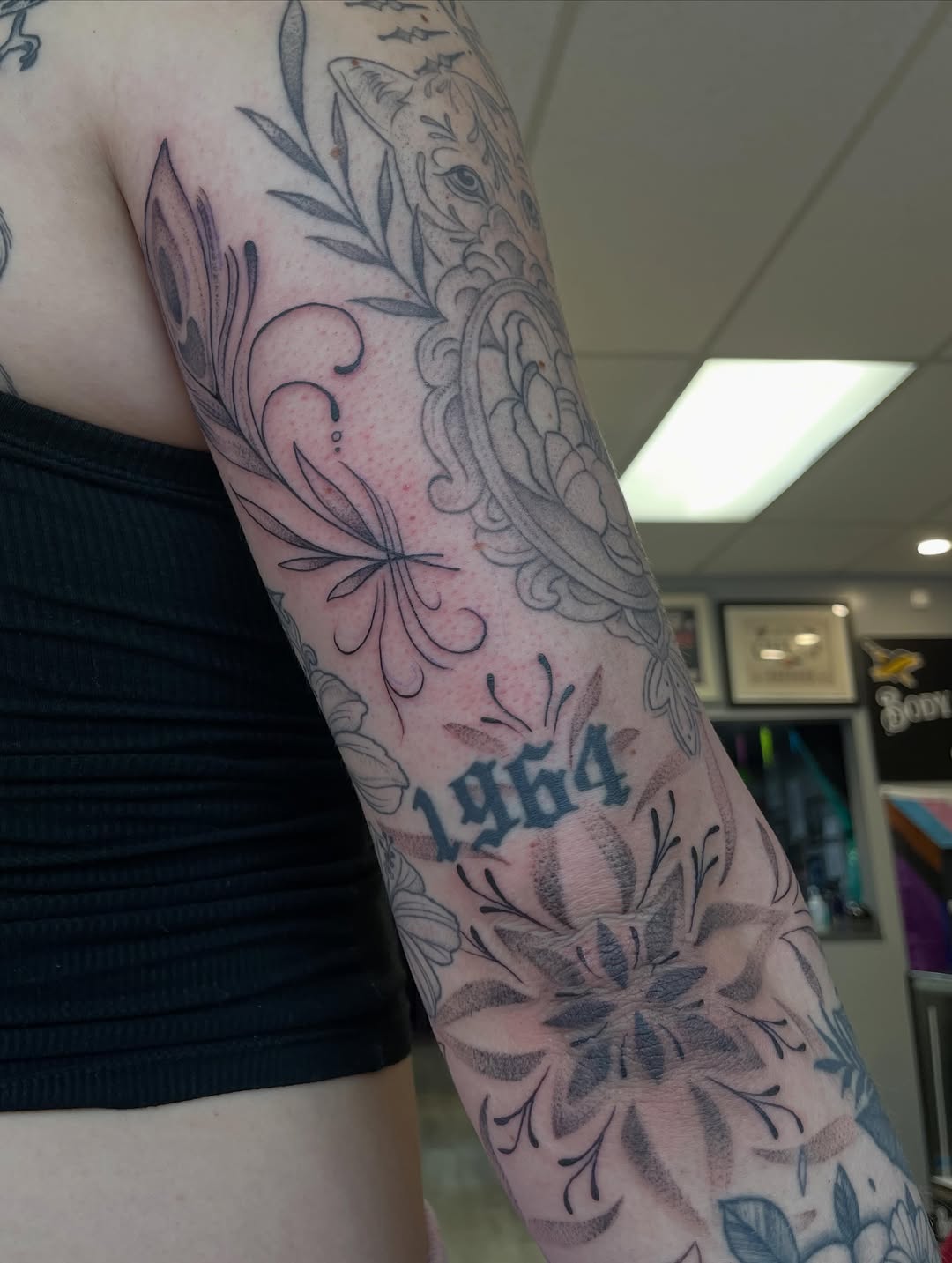 Tattoo by @stewstattoos — lettering_script, black_and_grey