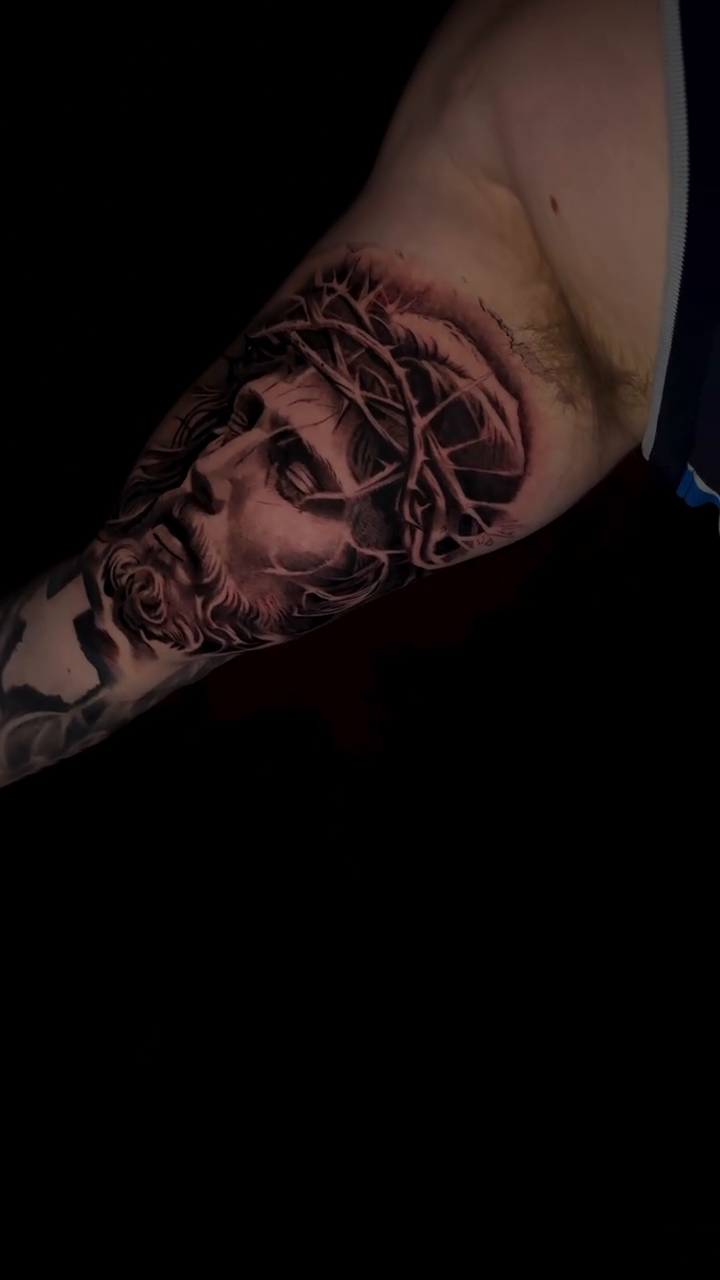 Tattoo by @arlingtonink_nickochoa — realism, black_and_grey