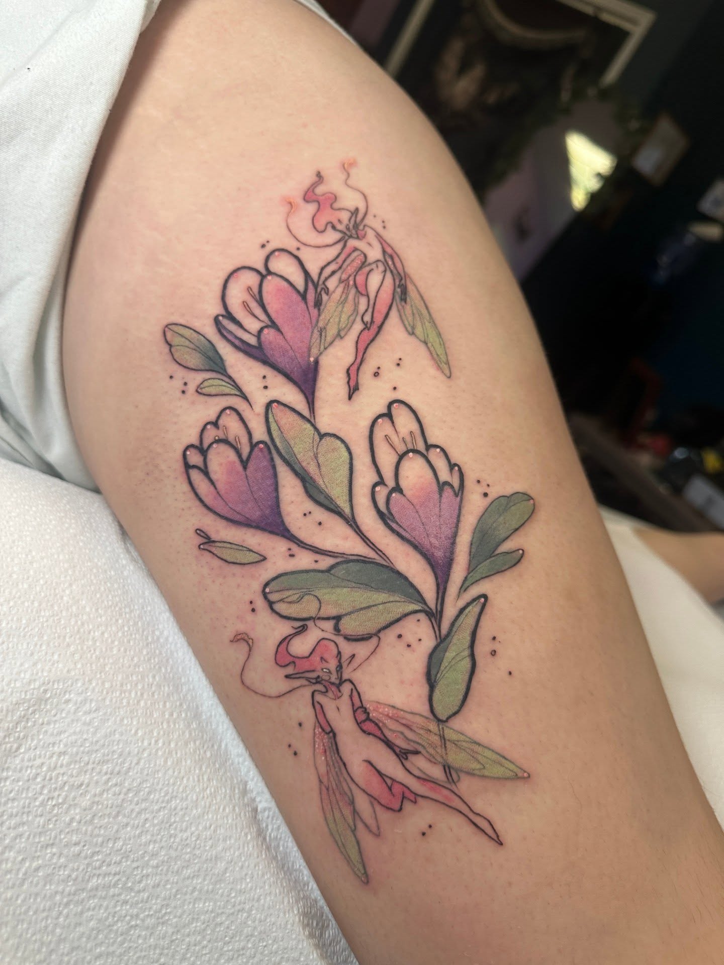Tattoo by @sashawren_tattoos — watercolor