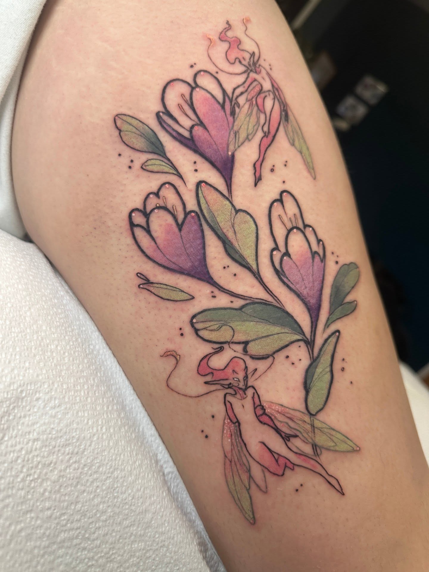 Tattoo by @sashawren_tattoos — watercolor, new_school