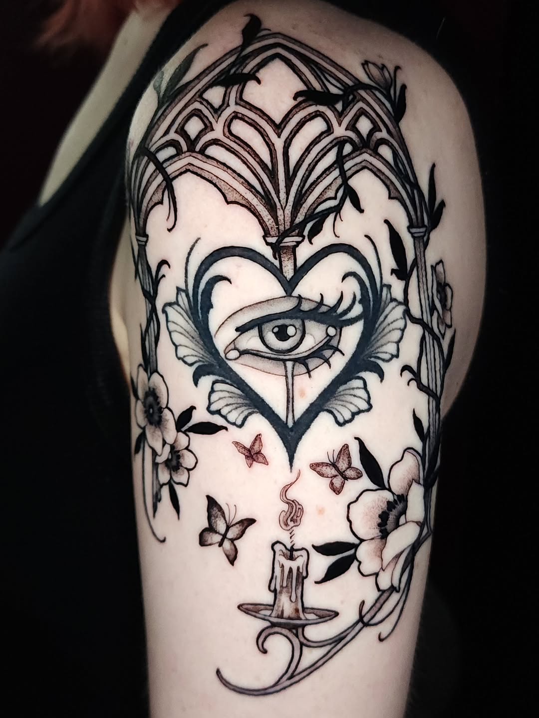 Tattoo by @inkeyestattoo — black_and_grey, ornamental
