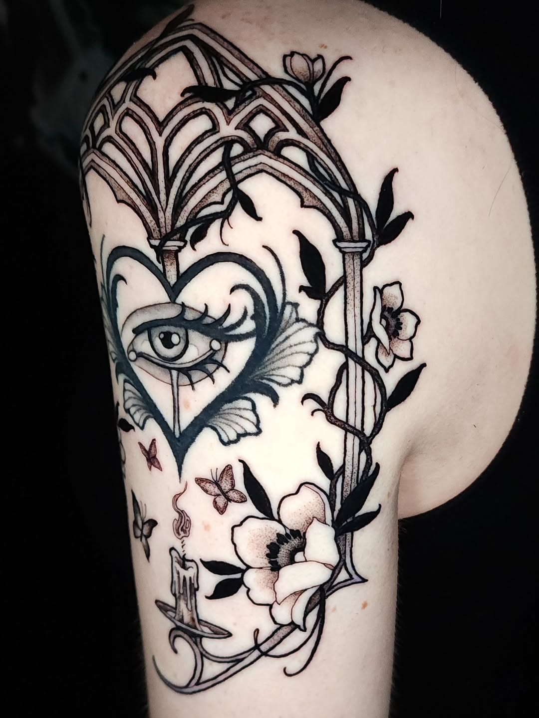 Tattoo by @inkeyestattoo — black_and_grey, ornamental