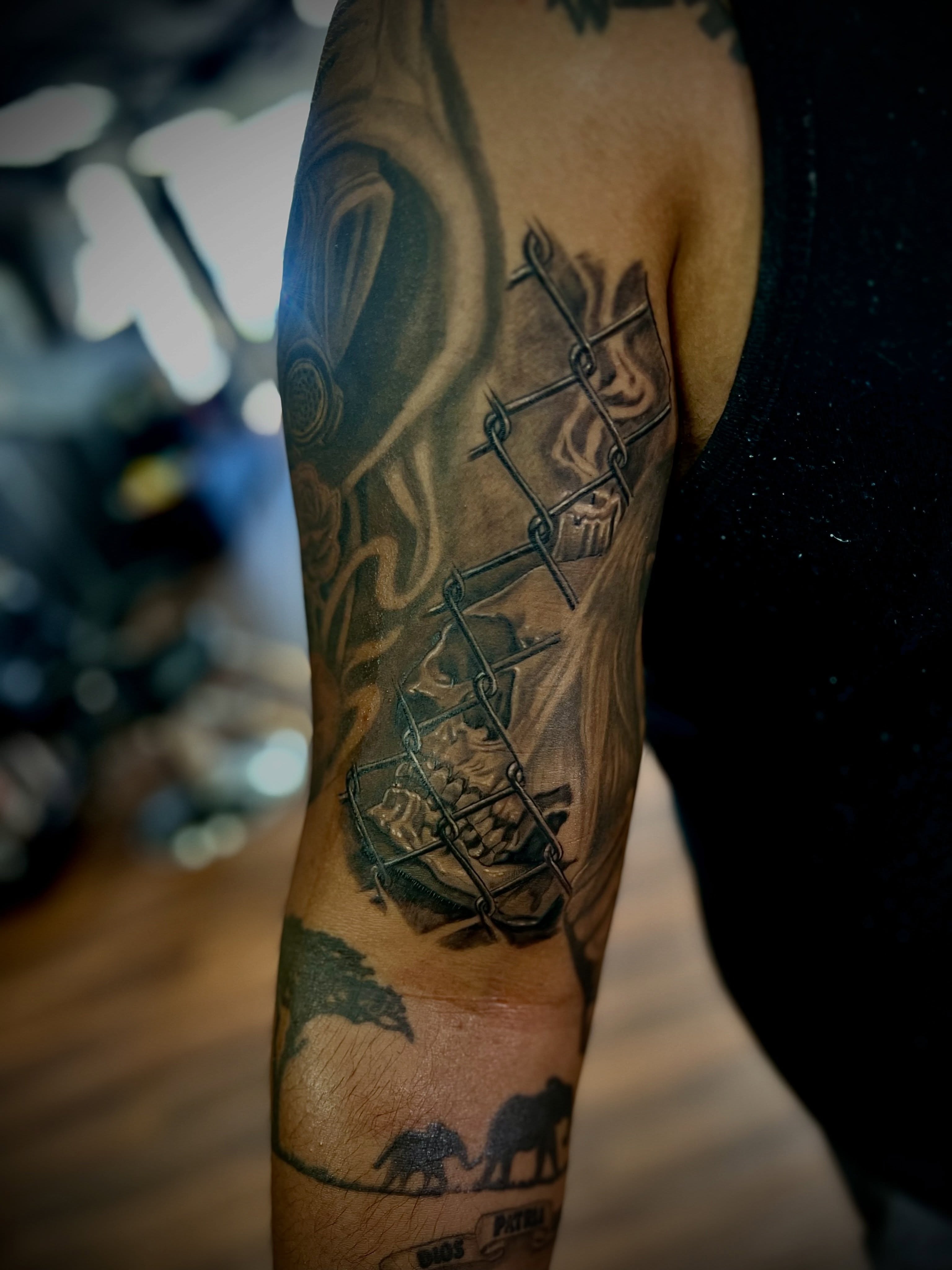 Tattoo by @tat2mushu — black_and_grey, realism