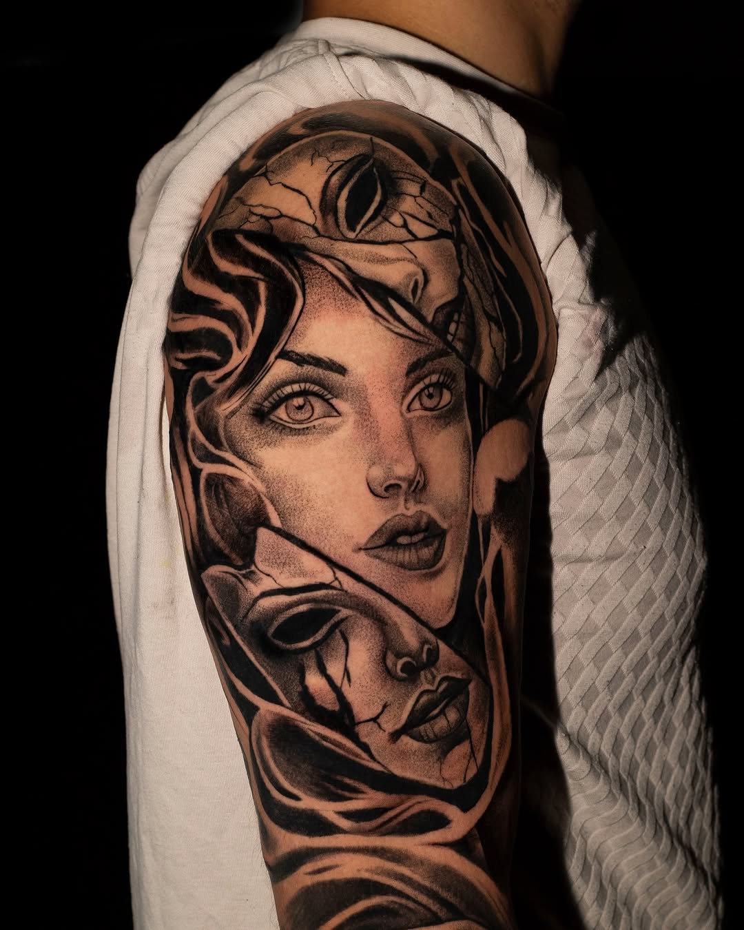 Tattoo by @javiink_rm — realism, black_and_grey