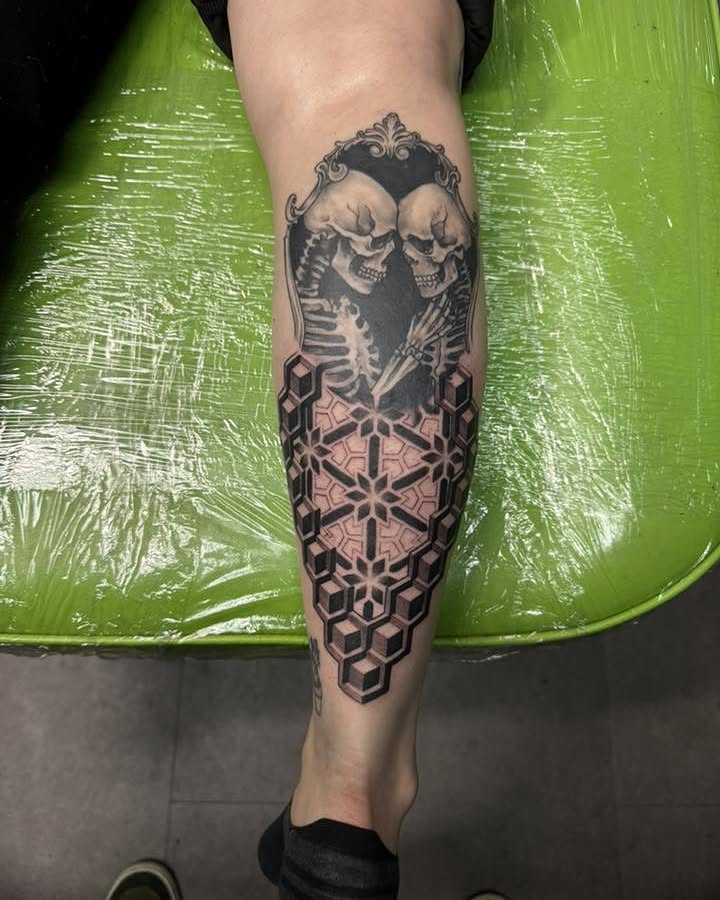 Tattoo by @justin_hofmeister_ — black_and_grey, geometric