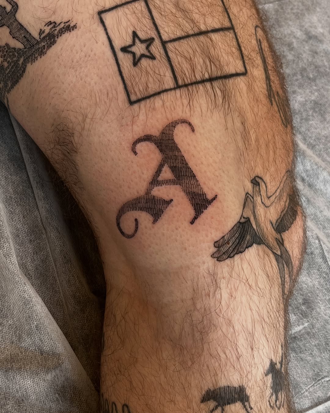 Letter A cyber sigilism tattoo on the forearm by Gap⋆head