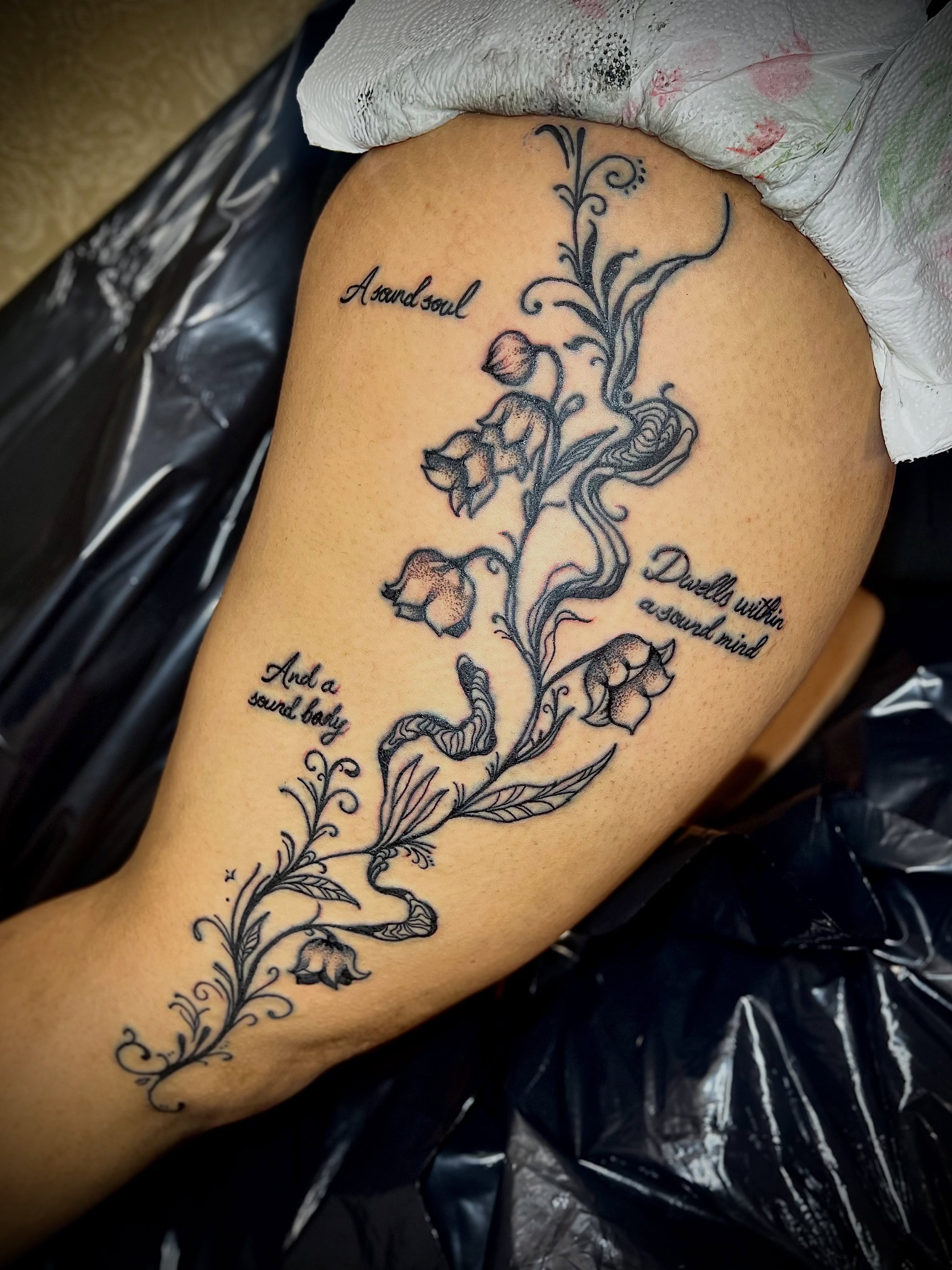 Tattoo by @cursedskintattoos — black_and_grey