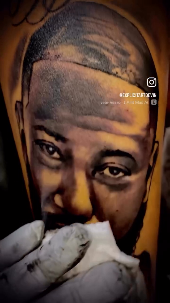 Portrait of a man realism tattoo by Devin Johnson, Forest Park, Georgia