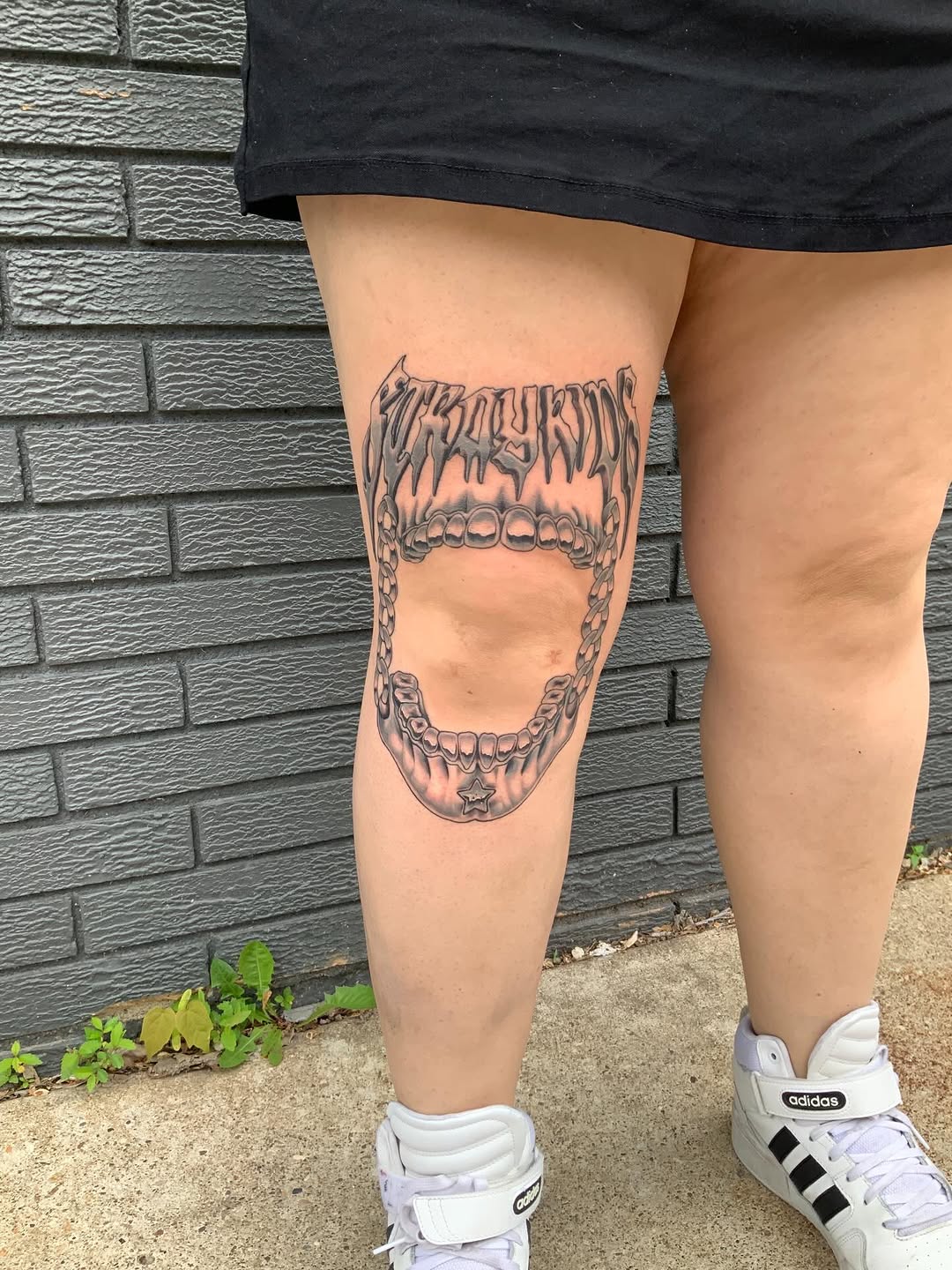 Tattoo by @electricpagan — black_and_grey, lettering_script