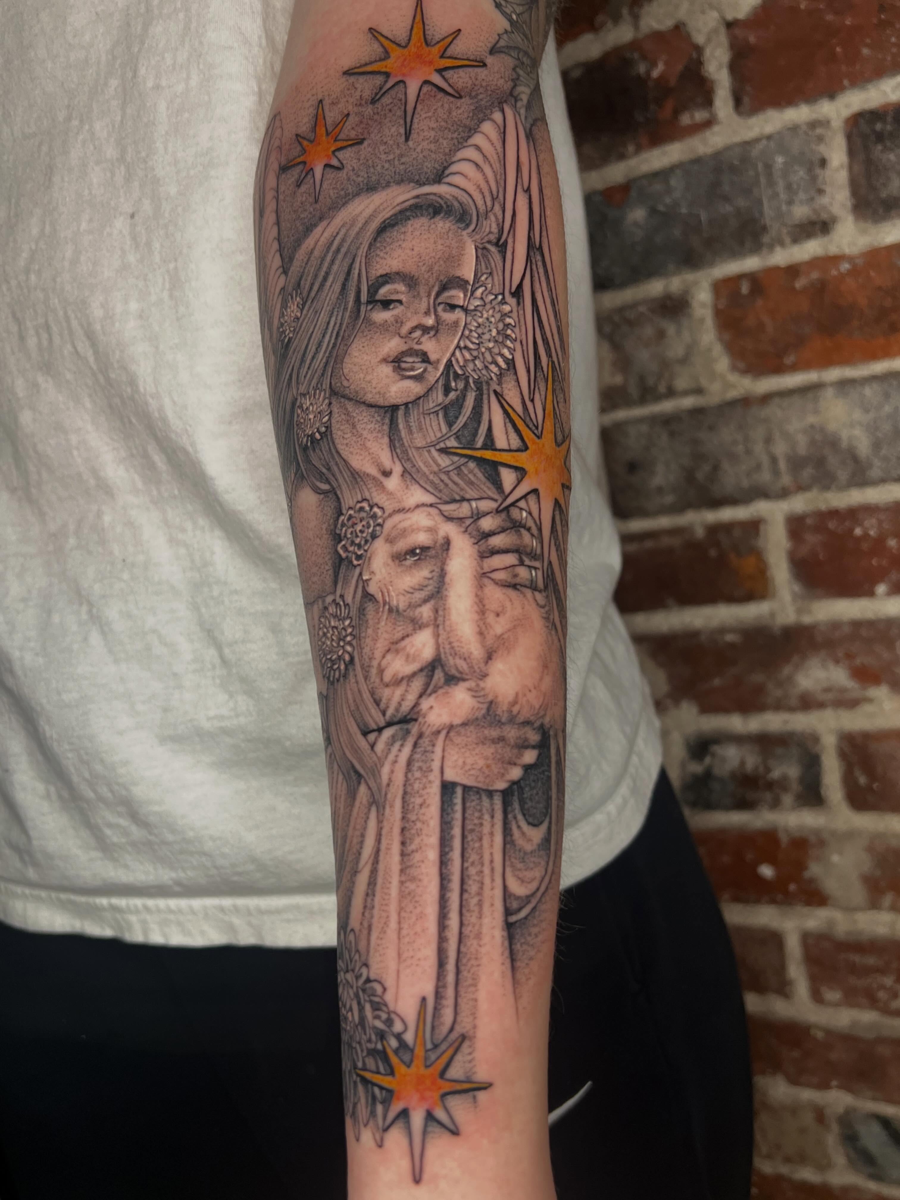 Tattoo by @tallartist — black_and_grey, realism